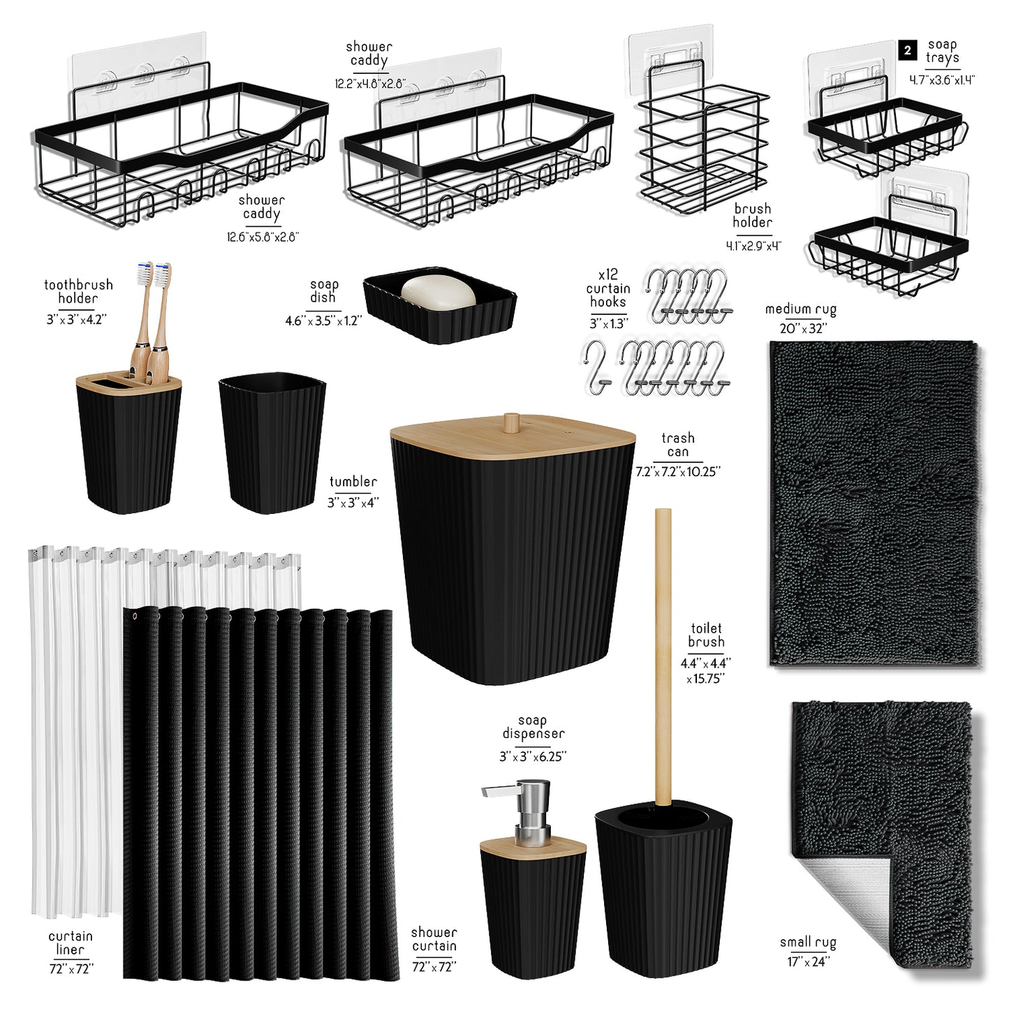 Clara Clark Shower Caddy and Bathroom Accessories Set