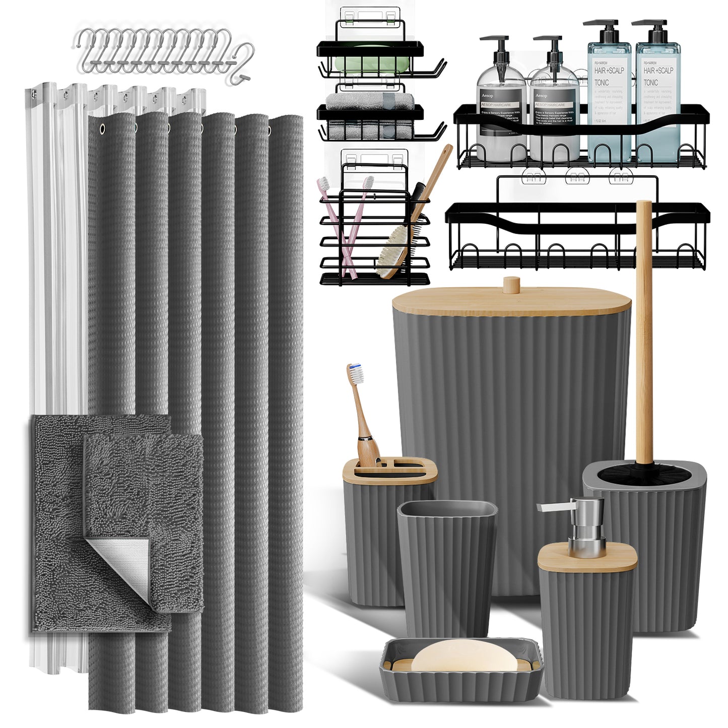 Clara Clark Shower Caddy and Bathroom Accessories Set