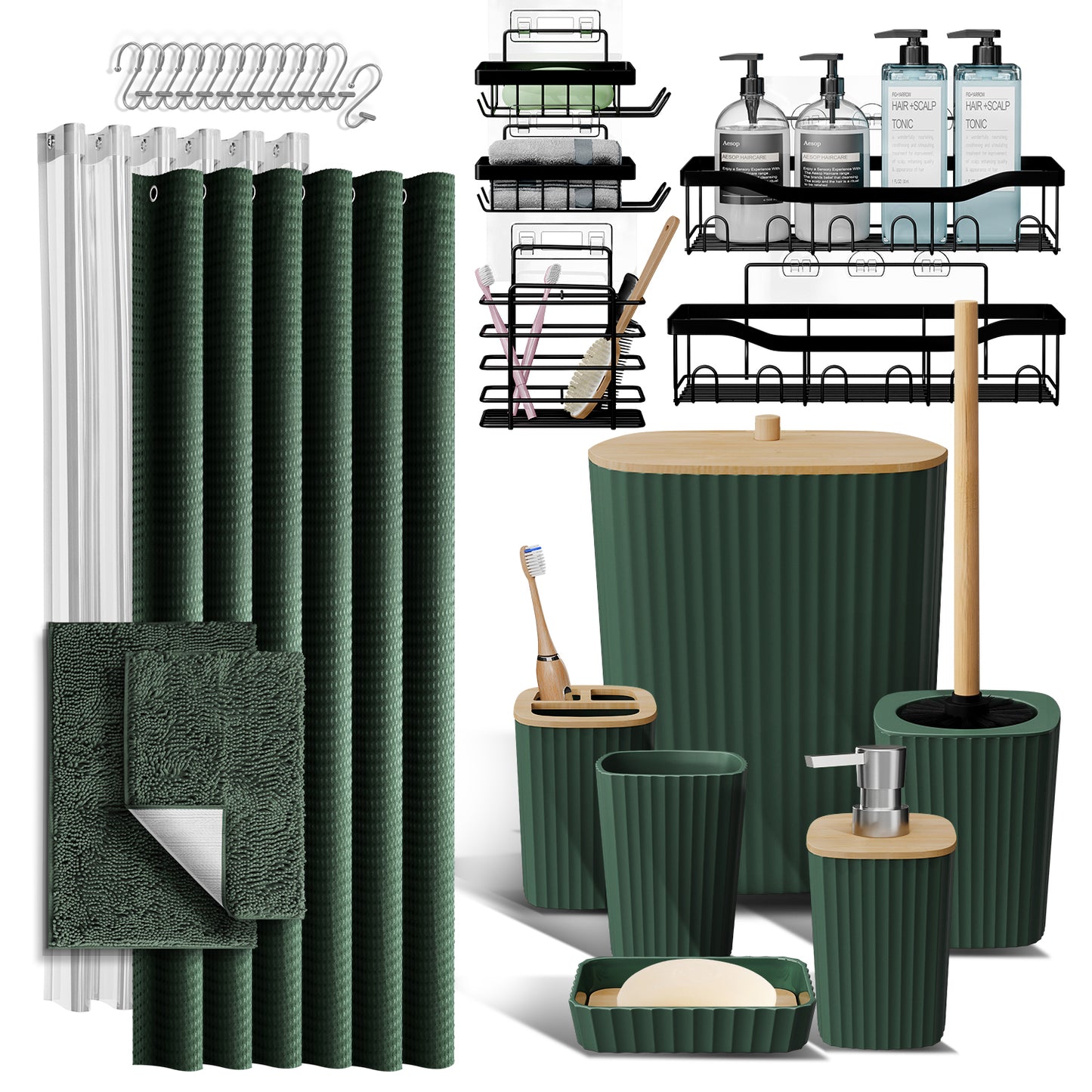 Clara Clark Shower Caddy and Bathroom Accessories Set