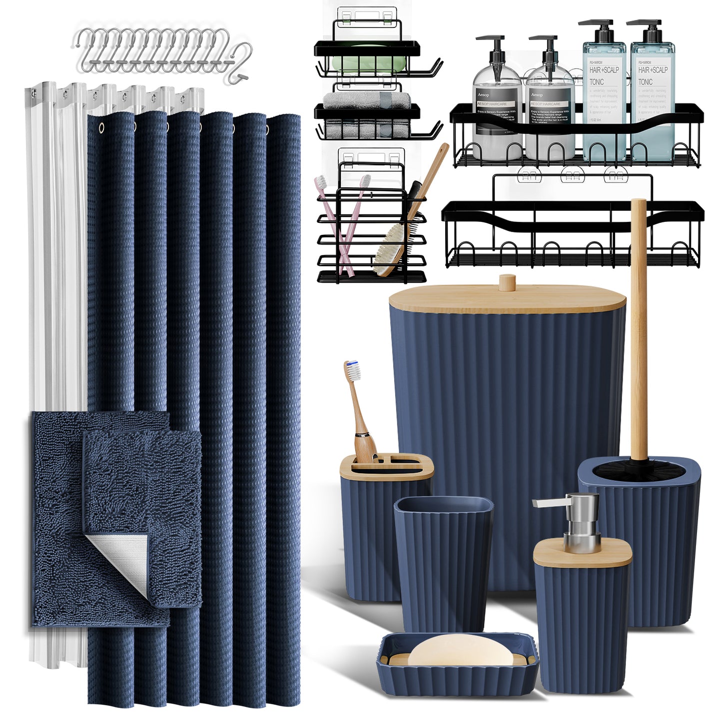 Clara Clark Shower Caddy and Bathroom Accessories Set