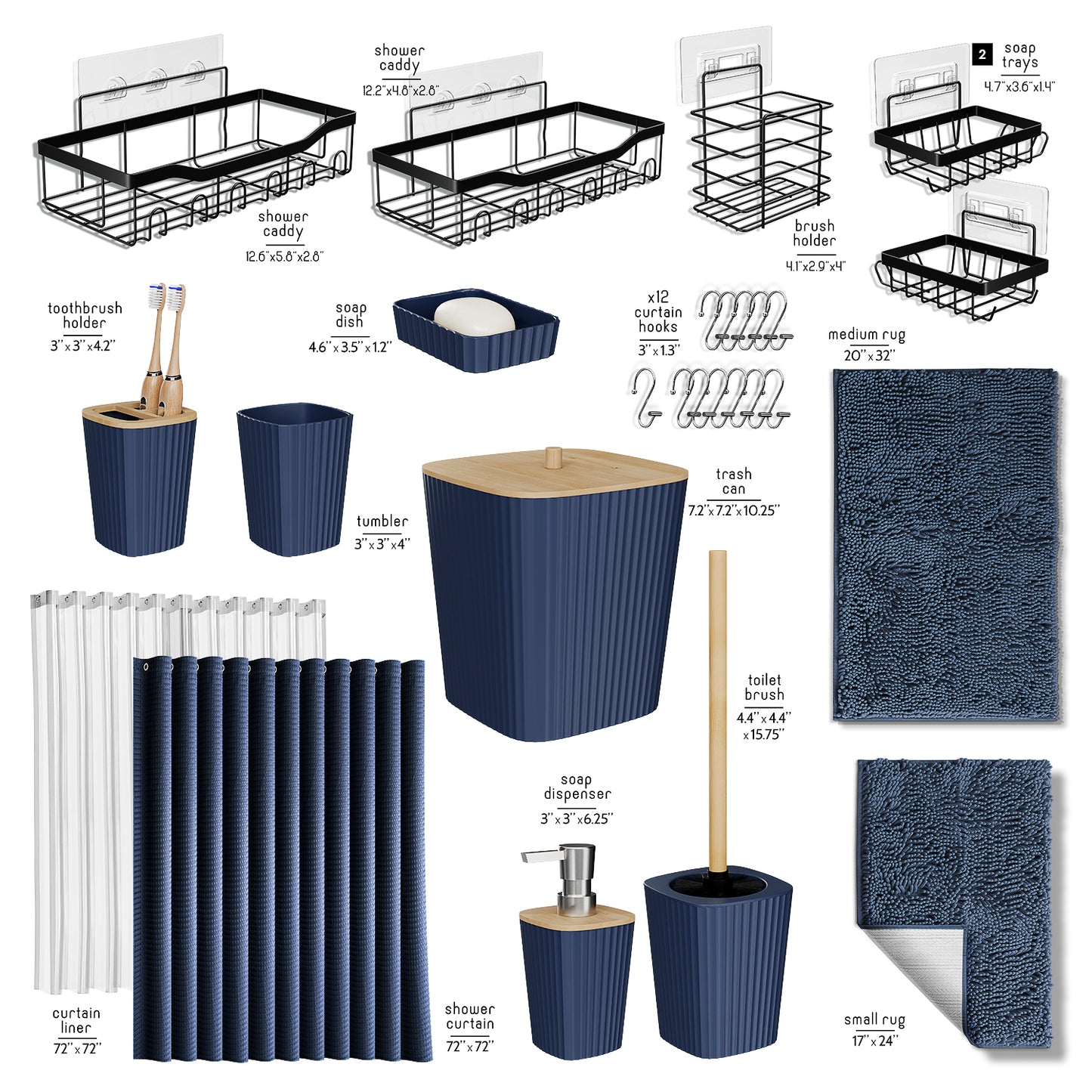 Clara Clark Shower Caddy and Bathroom Accessories Set