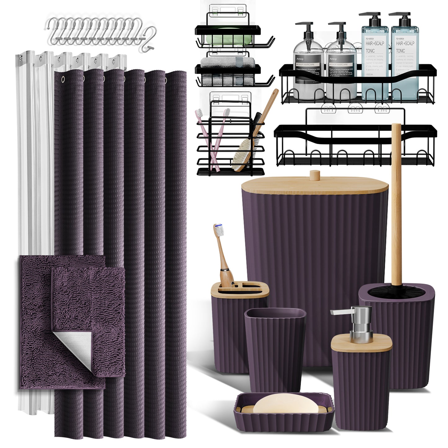Clara Clark Shower Caddy and Bathroom Accessories Set