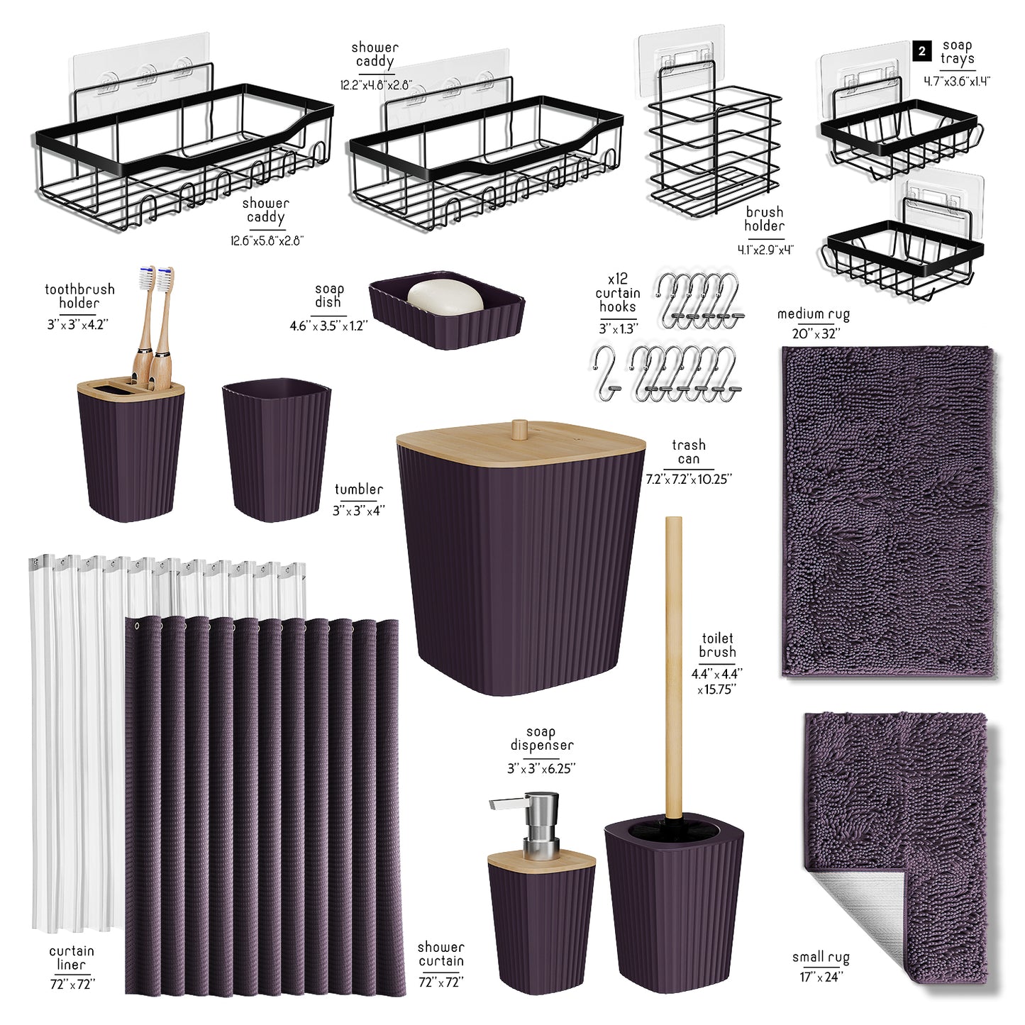Clara Clark Shower Caddy and Bathroom Accessories Set
