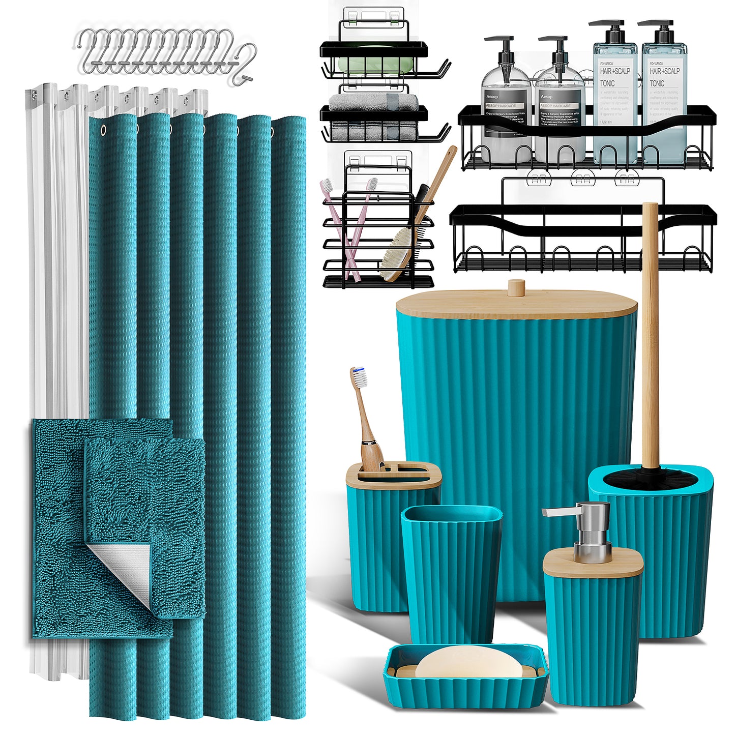 Clara Clark Shower Caddy and Bathroom Accessories Set