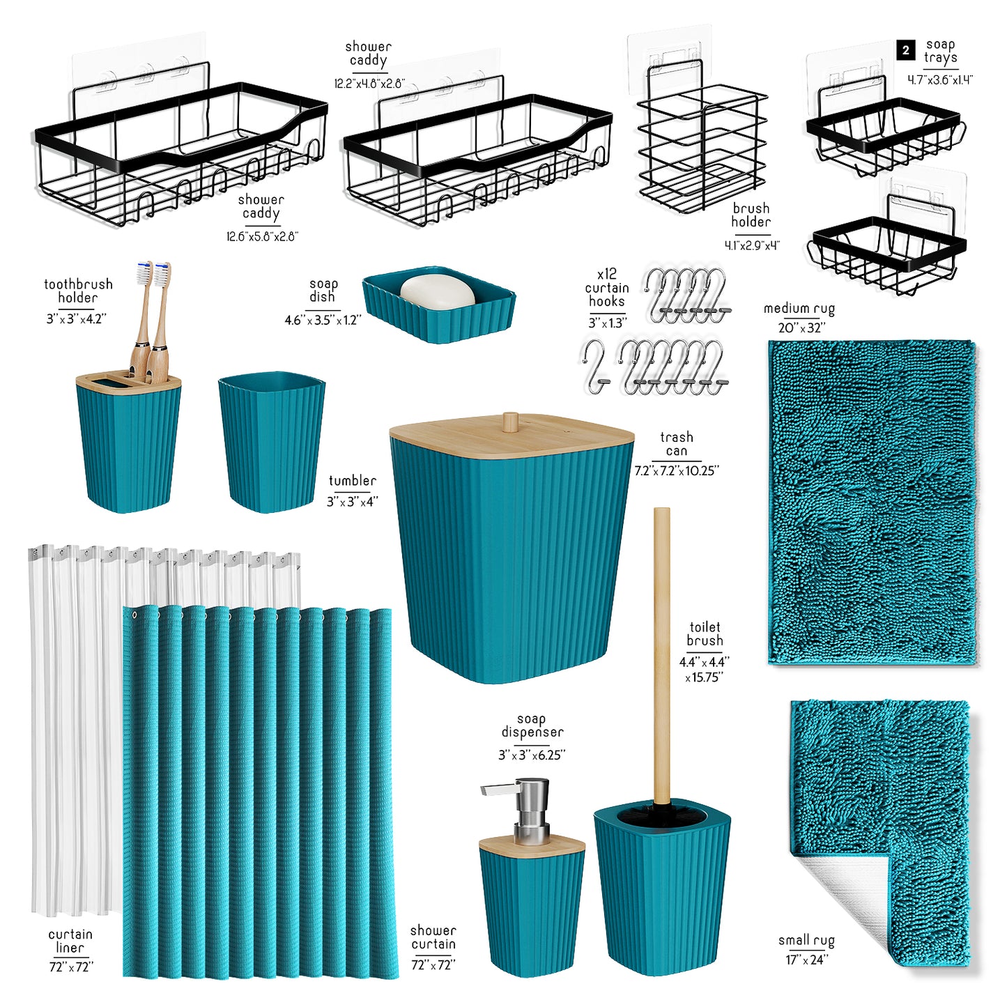 Clara Clark Shower Caddy and Bathroom Accessories Set