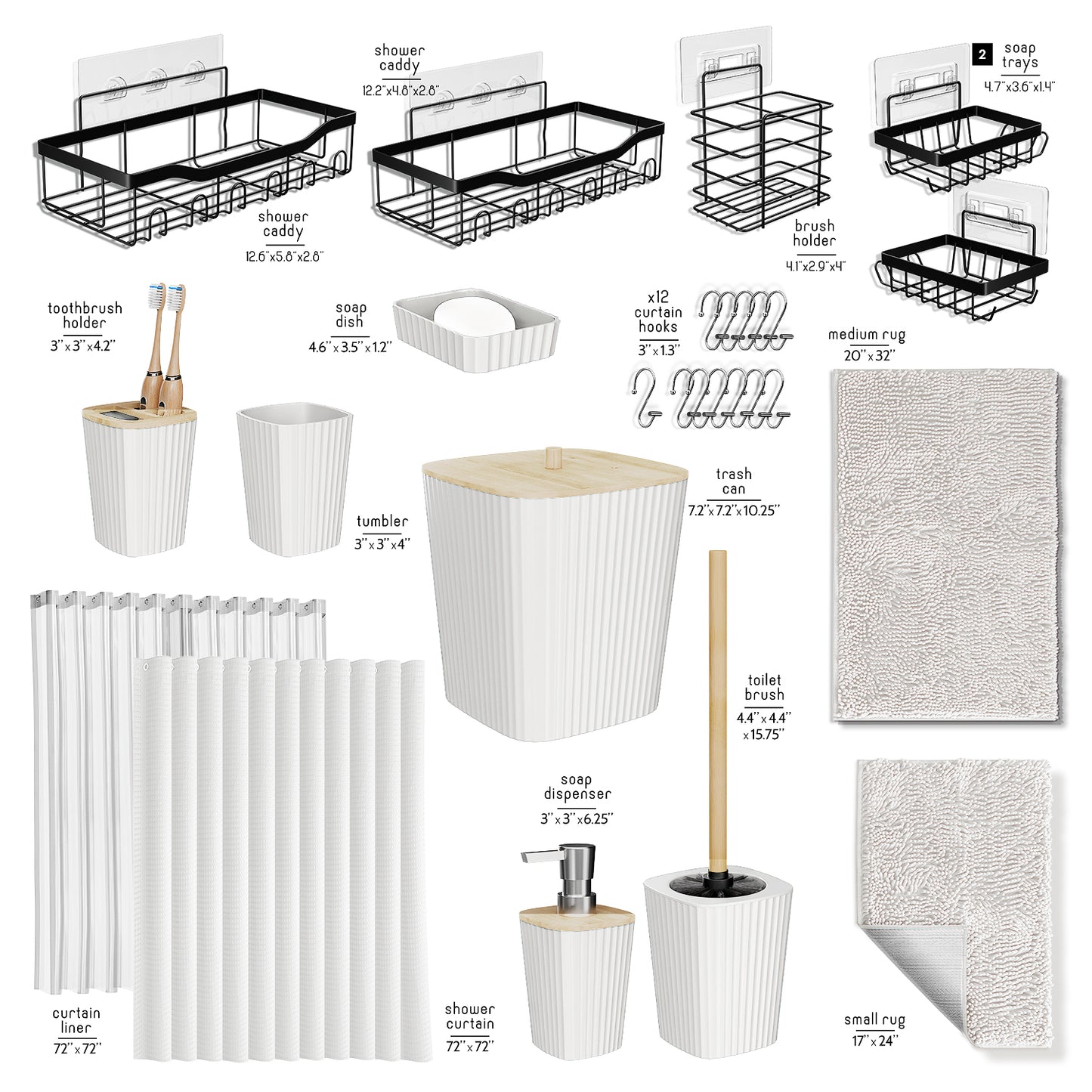 Clara Clark Shower Caddy and Bathroom Accessories Set