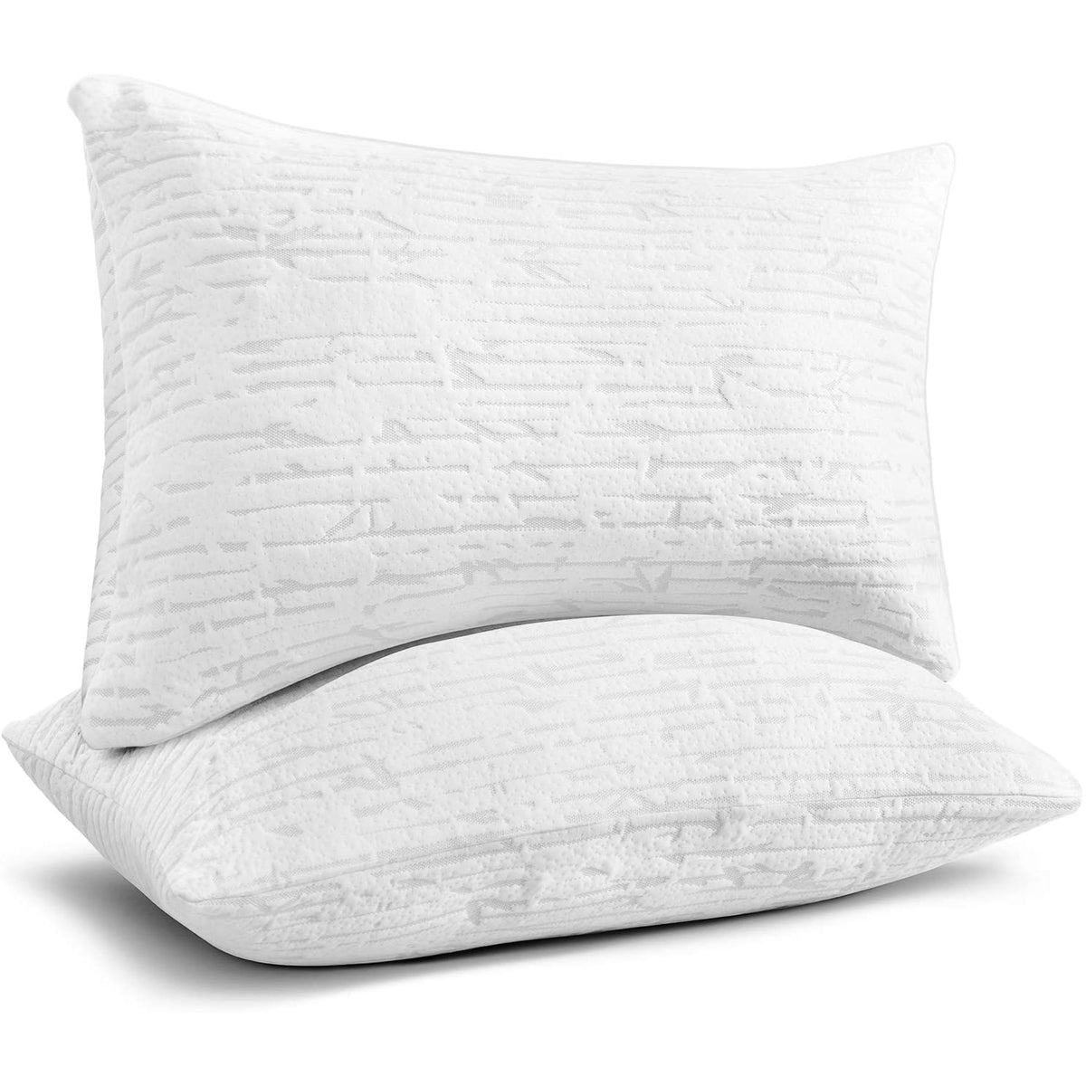 Hearth & Harbor Bed Pillows, Soft Bamboo Pillow Cover, Memory Foam Pillows for Bed