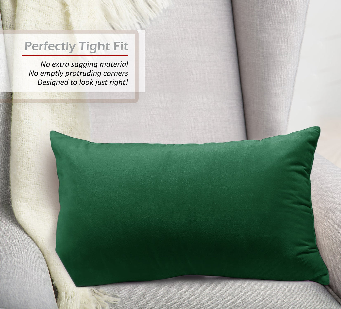 2 Pack 12 x 20 nestl Throw Pillow Covers, Cozy Velvet Decorative Outdoor Pillow