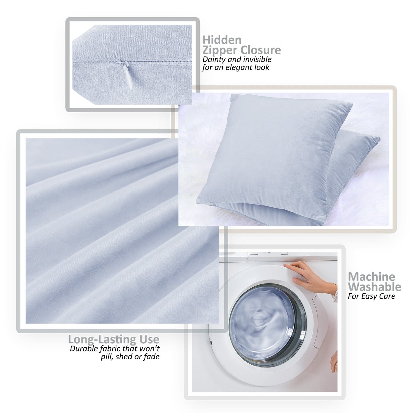 nestl Throw Pillow Covers, Cozy Velvet Decorative Outdoor Pillow Covers 24x24 & 26x26 Inches, Soft Solid Cushion Covers for Sofa, Bed and Car, Set of 2