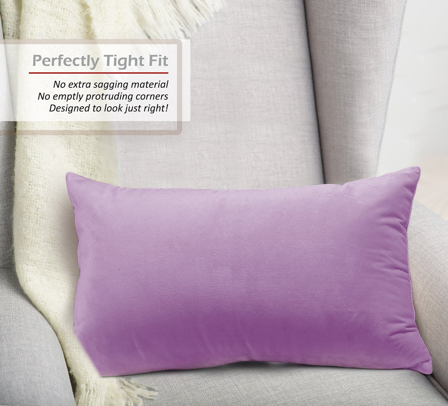 2 Pack 12 x 20 nestl Throw Pillow Covers, Cozy Velvet Decorative Outdoor Pillow