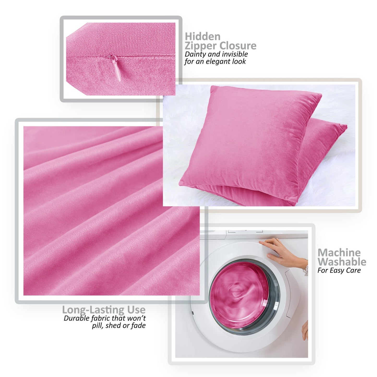 nestl Throw Pillow Covers, Cozy Velvet Decorative Outdoor Pillow Covers 24x24 & 26x26 Inches, Soft Solid Cushion Covers for Sofa, Bed and Car, Set of 2