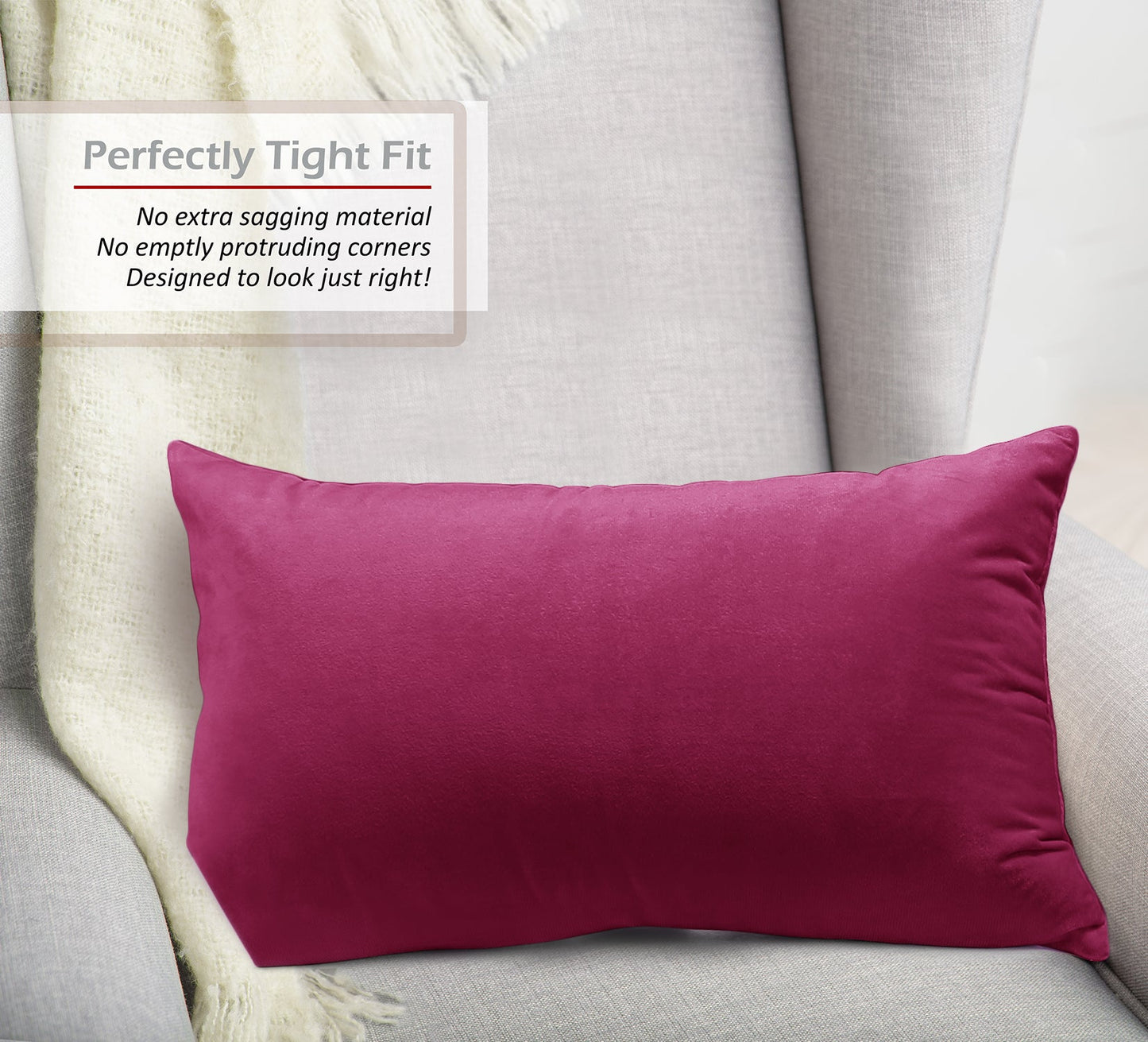 2 Pack 12 x 20 nestl Throw Pillow Covers, Cozy Velvet Decorative Outdoor Pillow
