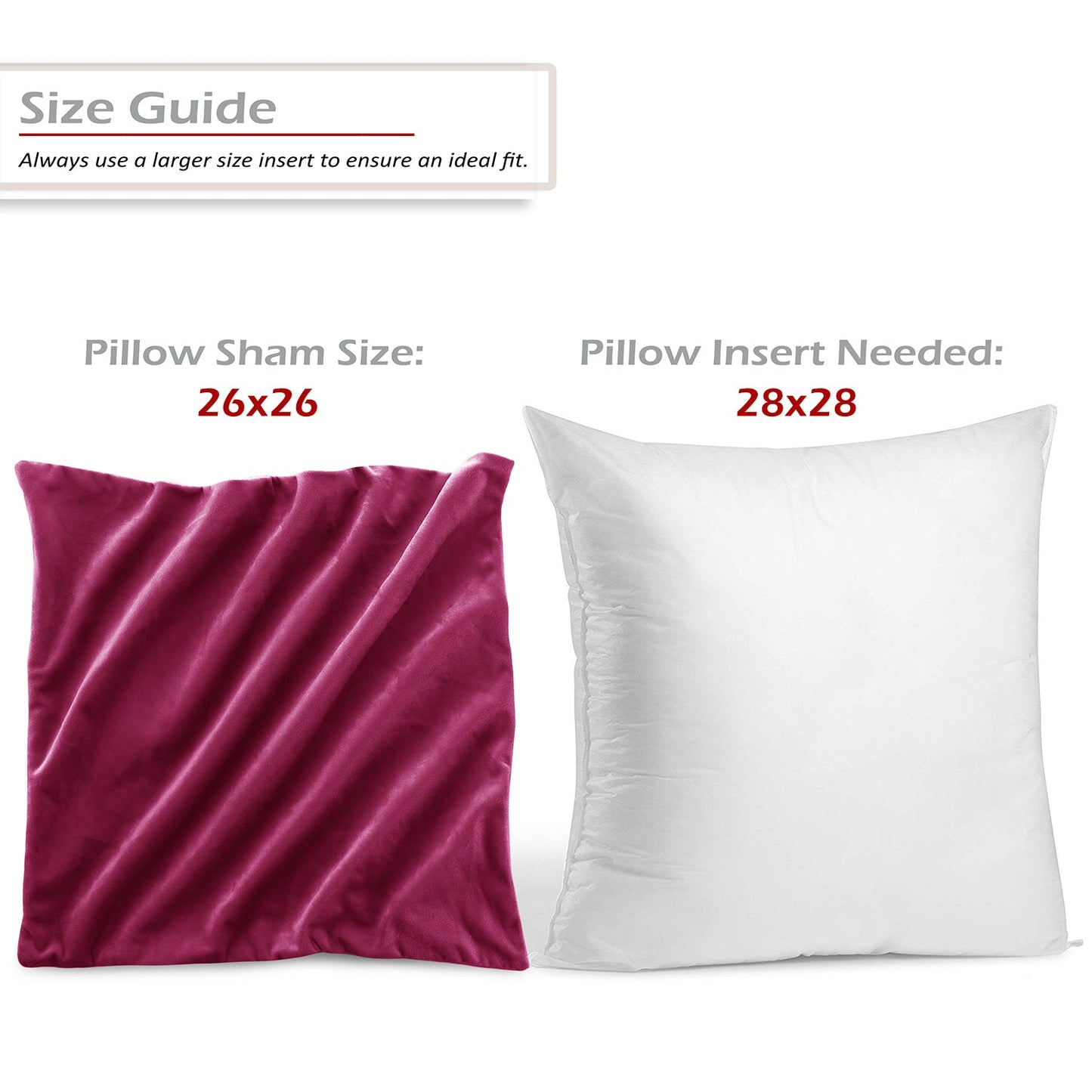 nestl Throw Pillow Covers, Cozy Velvet Decorative Outdoor Pillow Covers 24x24 & 26x26 Inches, Soft Solid Cushion Covers for Sofa, Bed and Car, Set of 2