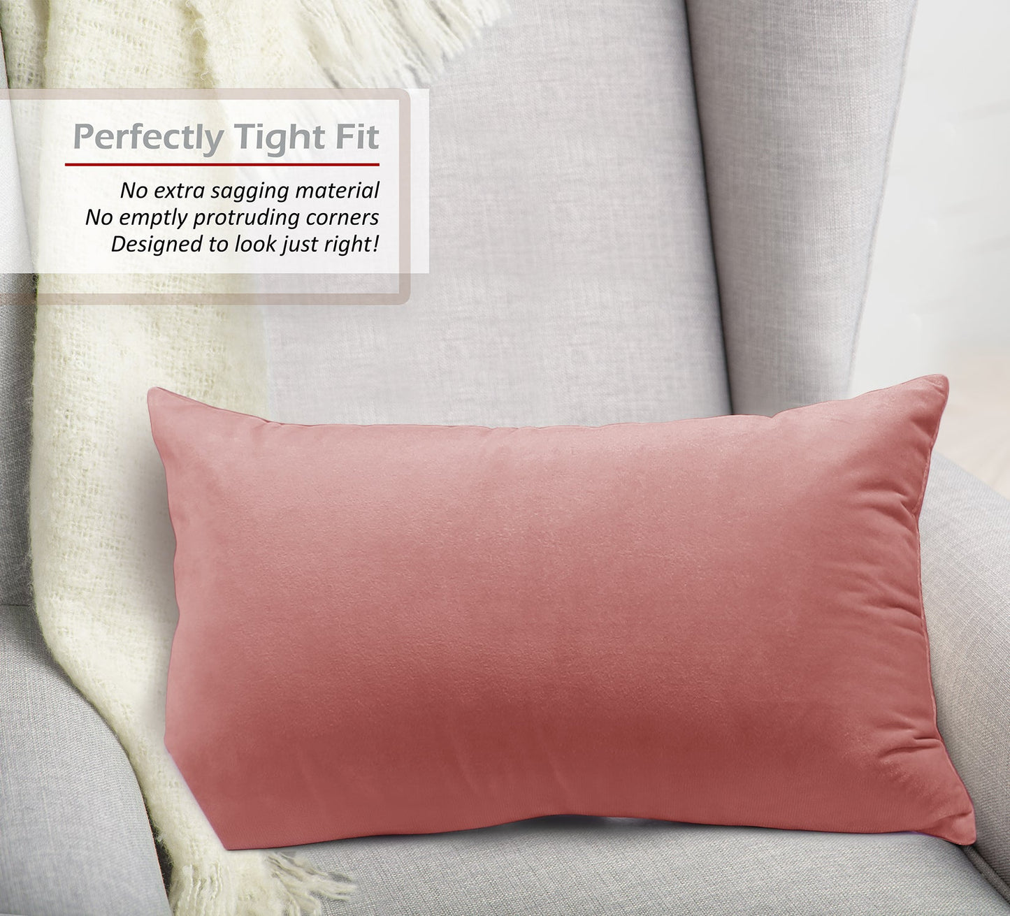 2 Pack 12 x 20 nestl Throw Pillow Covers, Cozy Velvet Decorative Outdoor Pillow