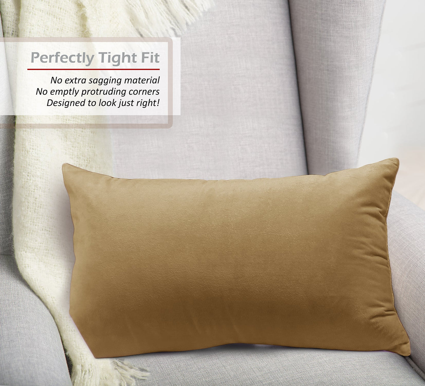 2 Pack 12 x 20 nestl Throw Pillow Covers, Cozy Velvet Decorative Outdoor Pillow