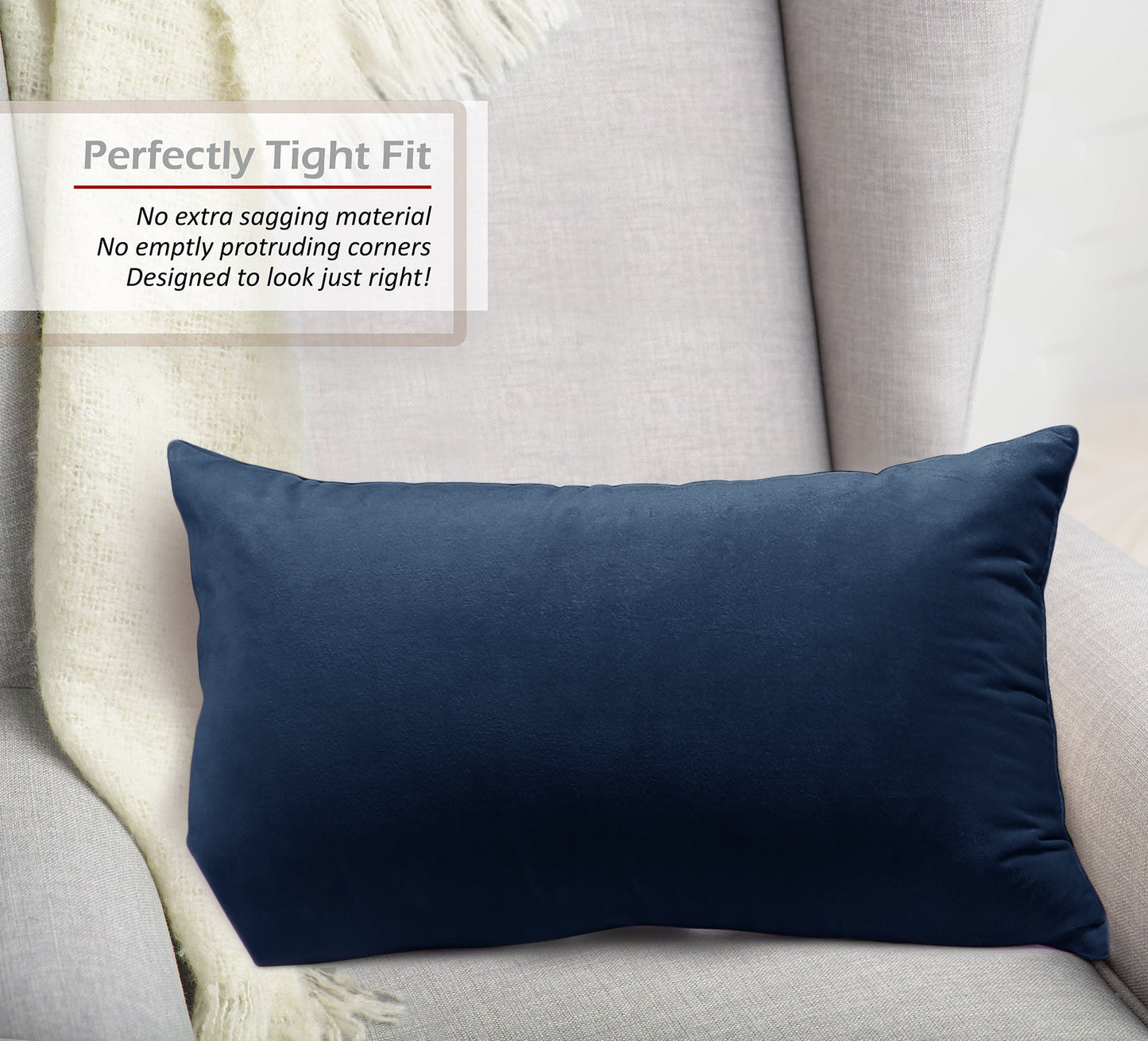 2 Pack 12 x 20 nestl Throw Pillow Covers, Cozy Velvet Decorative Outdoor Pillow