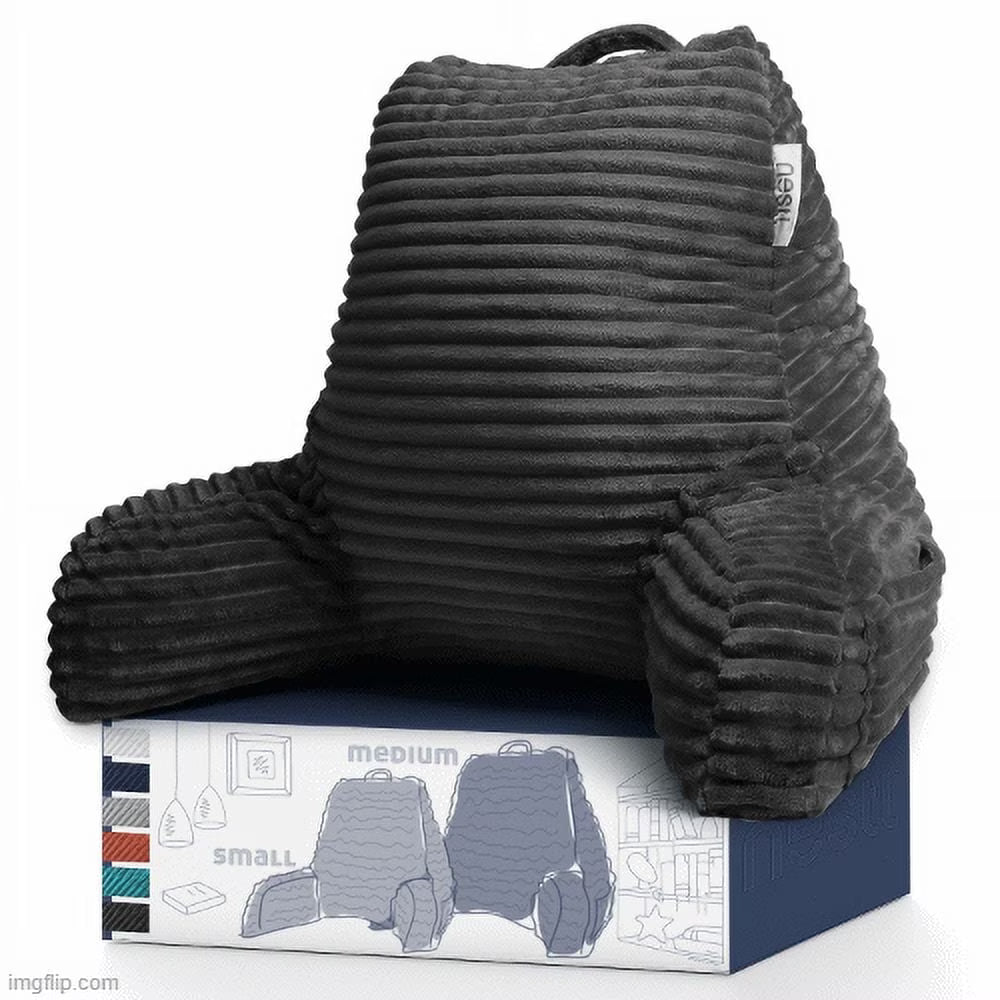 Nestl Backrest Reading Pillow, Shredded Memory Foam Bed Rest Pillow
