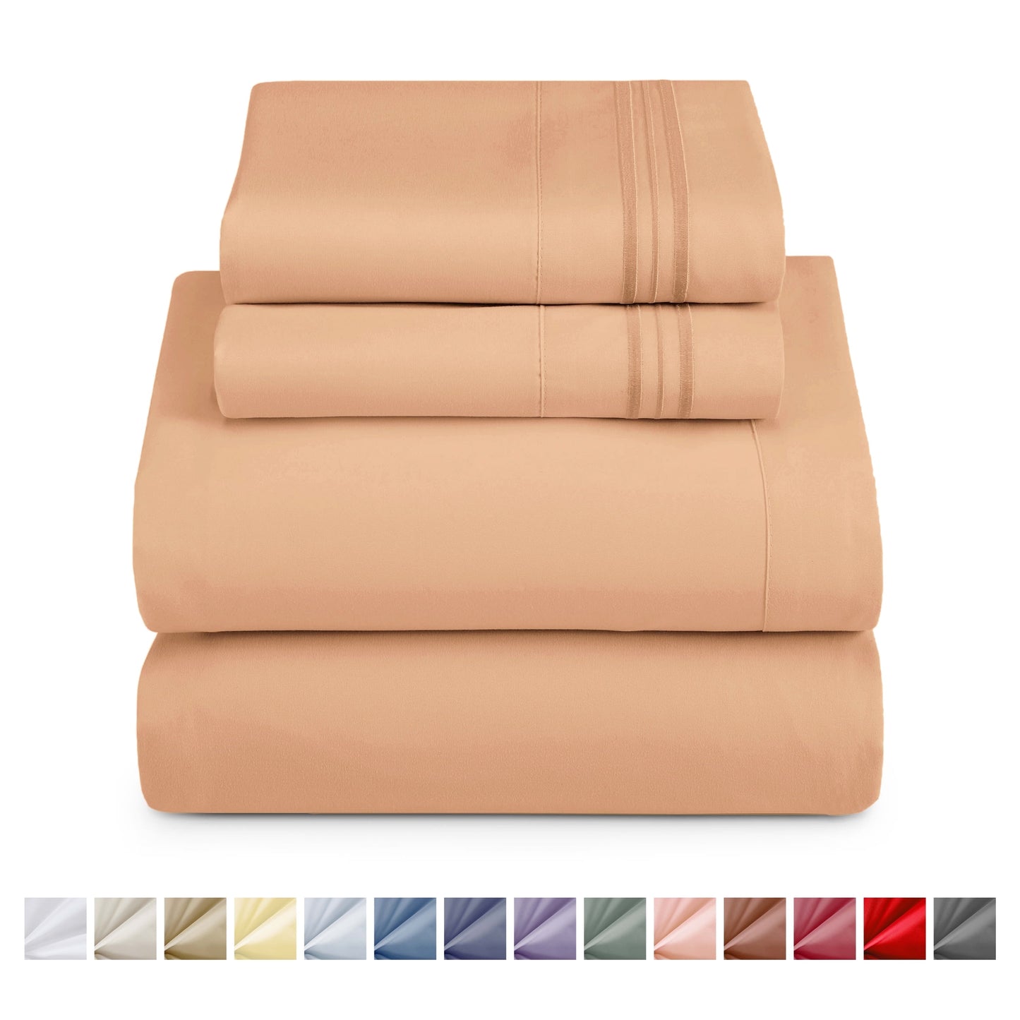 Nestl Bed Sheet Sets Split King, 1800 Series Deep Pocket 4 Piece Bedding Set, Luxury Soft Microfiber Sheet Sets