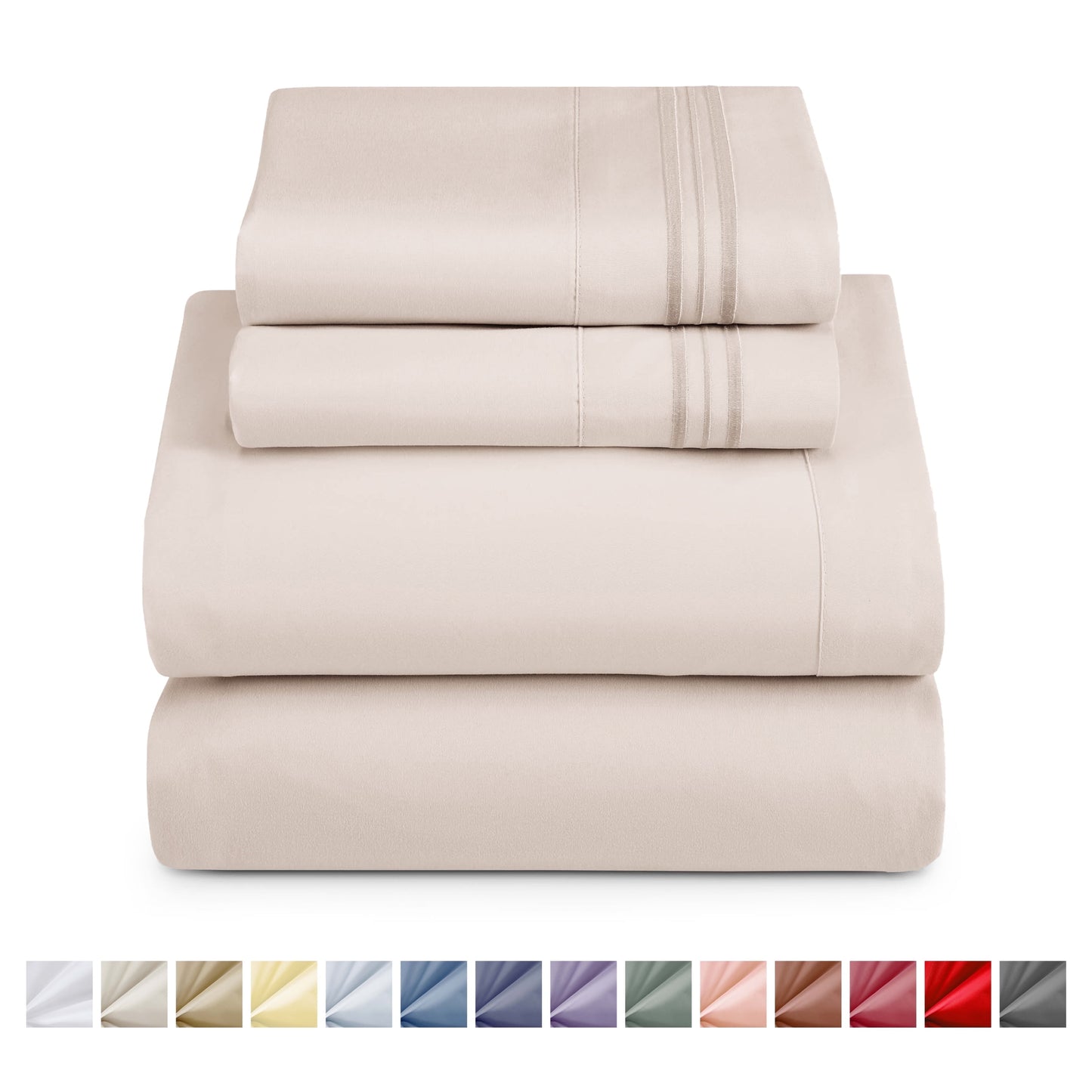 Nestl Bed Sheet Sets Split King, 1800 Series Deep Pocket 4 Piece Bedding Set, Luxury Soft Microfiber Sheet Sets