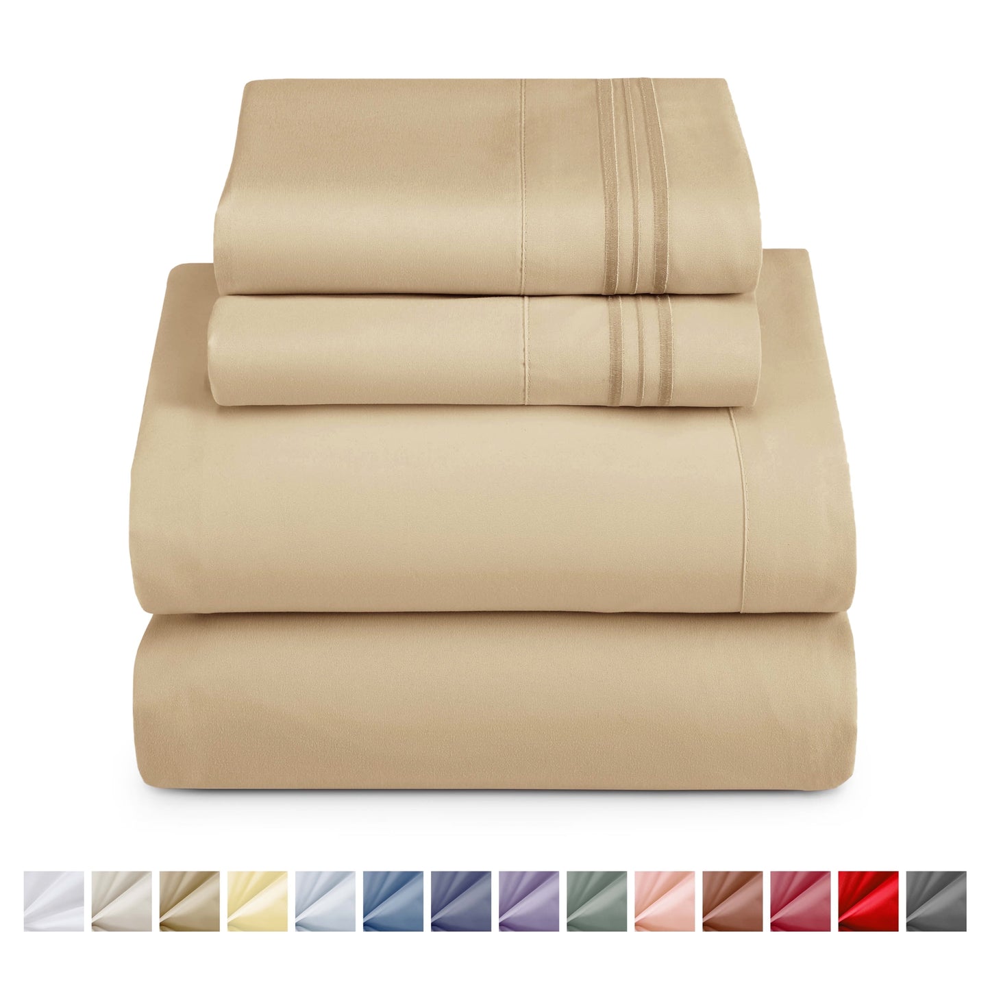 Nestl Bed Sheet Sets Short Queen, 1800 Series Deep Pocket 4 Piece Bedding Set, Luxury Soft Microfiber Sheet Sets