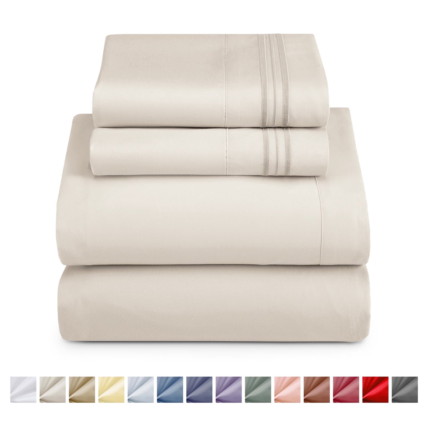 Nestl Bed Sheet Sets Short Queen, 1800 Series Deep Pocket 4 Piece Bedding Set, Luxury Soft Microfiber Sheet Sets