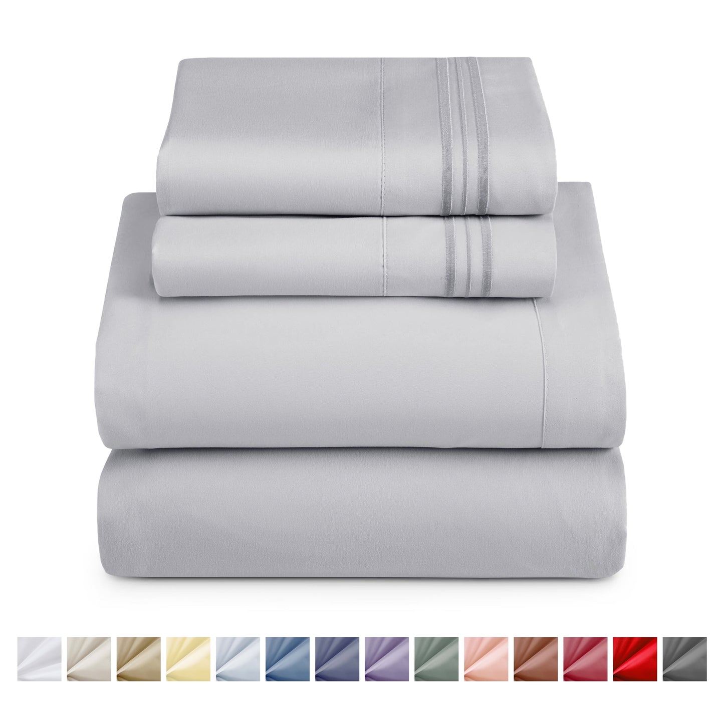 Nestl Bed Sheet Sets Split King, 1800 Series Deep Pocket 4 Piece Bedding Set, Luxury Soft Microfiber Sheet Sets