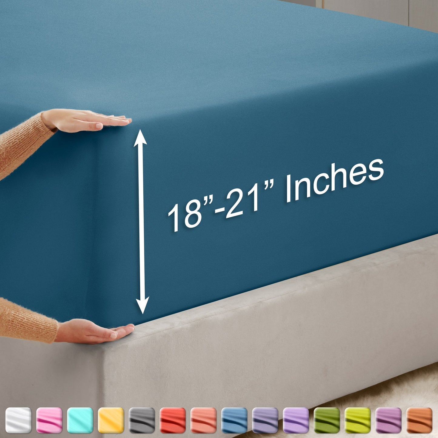 nestl Twin Fitted Sheet - Single Fitted Deep Pocket Sheet - Fits Mattress Perfectly - Soft Wrinkle Free Sheet - 1 Fitted Sheet Only
