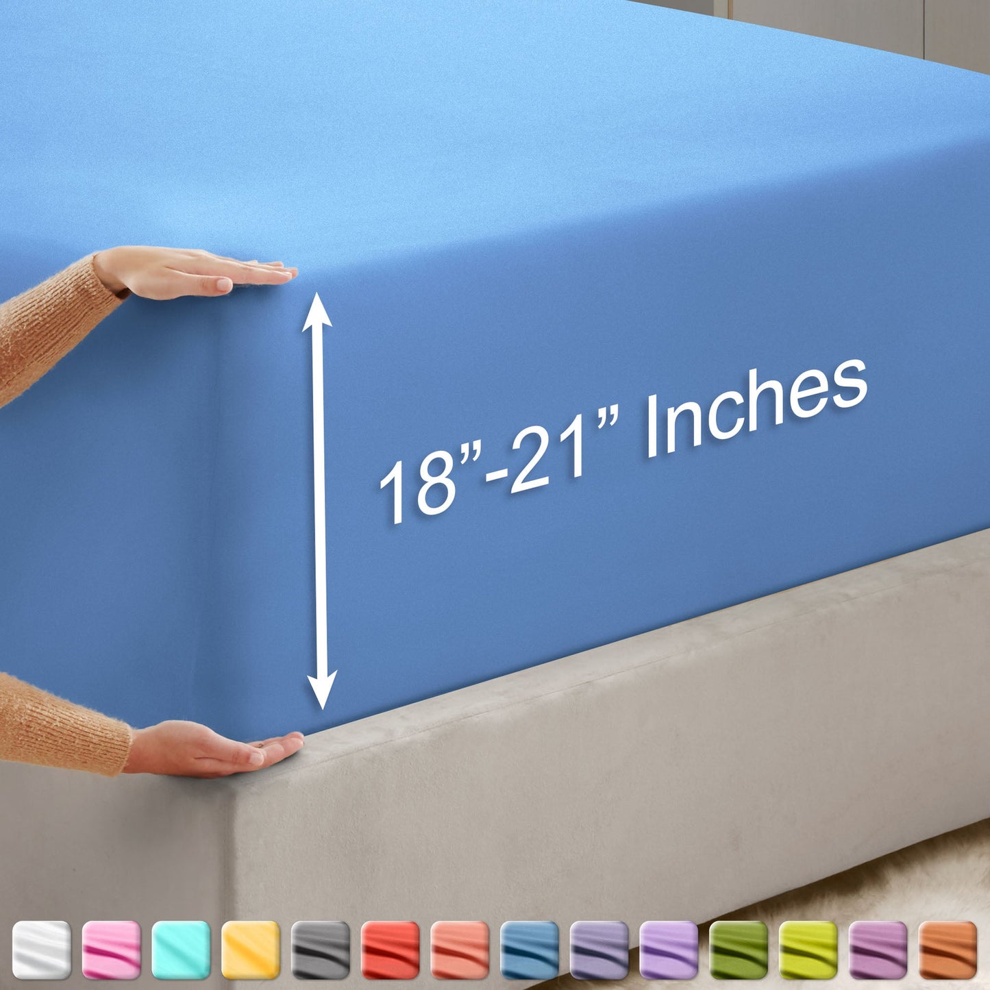 nestl Twin Fitted Sheet - Single Fitted Deep Pocket Sheet - Fits Mattress Perfectly - Soft Wrinkle Free Sheet - 1 Fitted Sheet Only