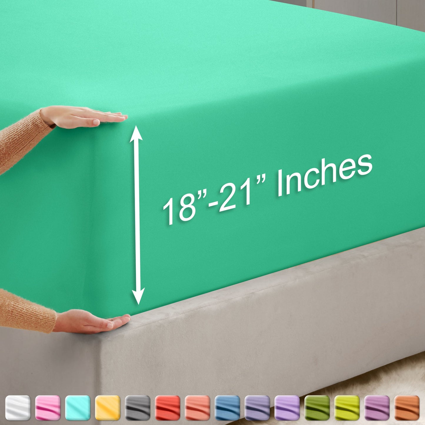 nestl Twin Fitted Sheet - Single Fitted Deep Pocket Sheet - Fits Mattress Perfectly - Soft Wrinkle Free Sheet - 1 Fitted Sheet Only