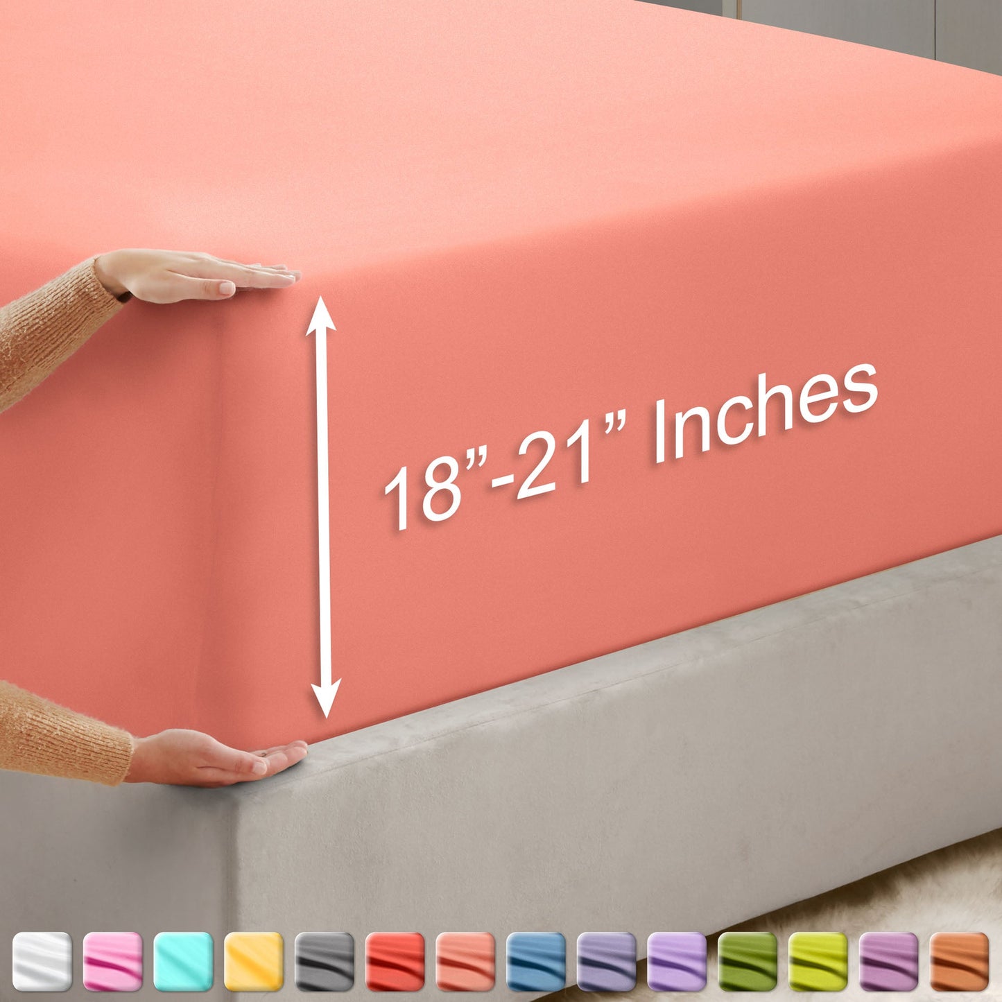 nestl Twin Fitted Sheet - Single Fitted Deep Pocket Sheet - Fits Mattress Perfectly - Soft Wrinkle Free Sheet - 1 Fitted Sheet Only