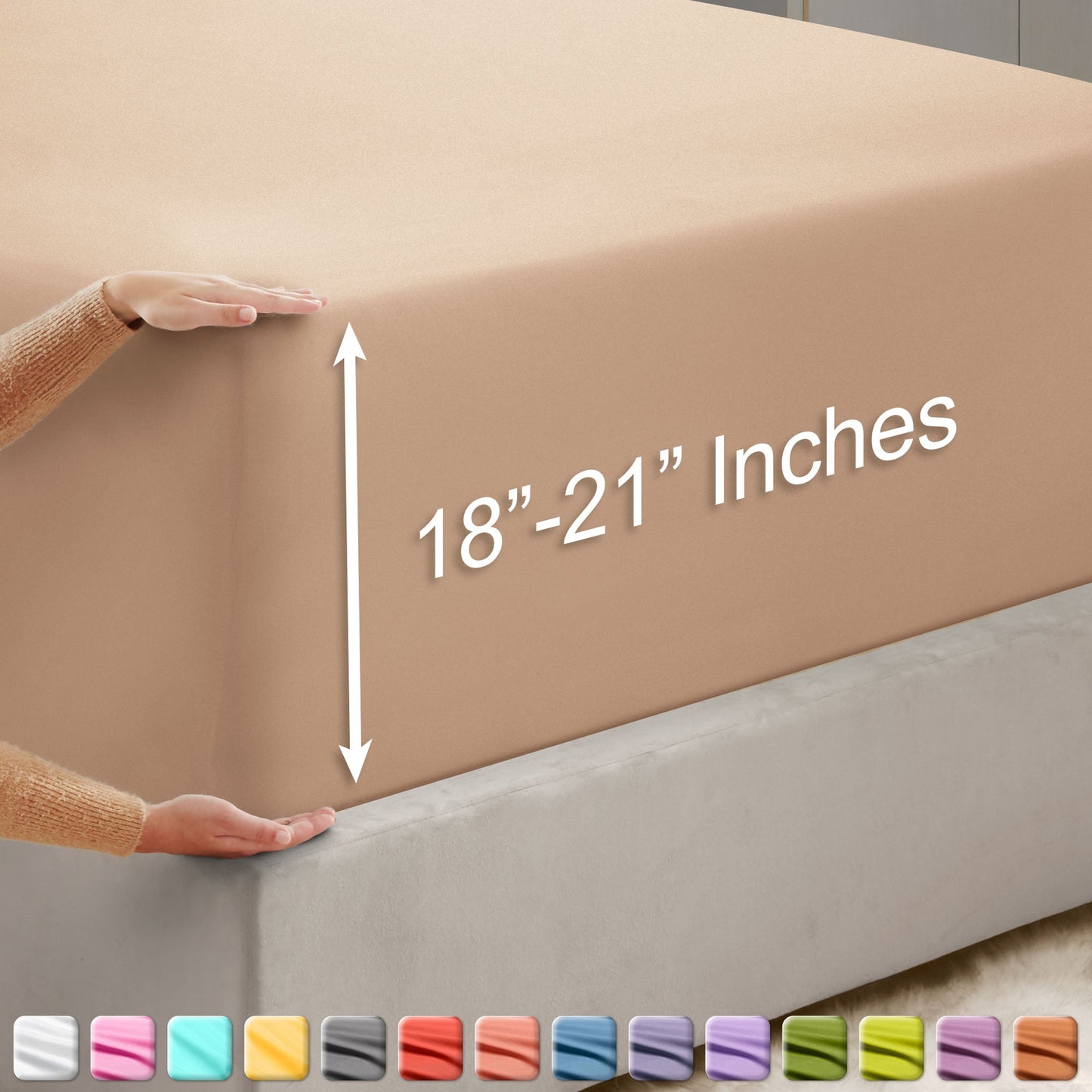 nestl Twin Fitted Sheet - Single Fitted Deep Pocket Sheet - Fits Mattress Perfectly - Soft Wrinkle Free Sheet - 1 Fitted Sheet Only