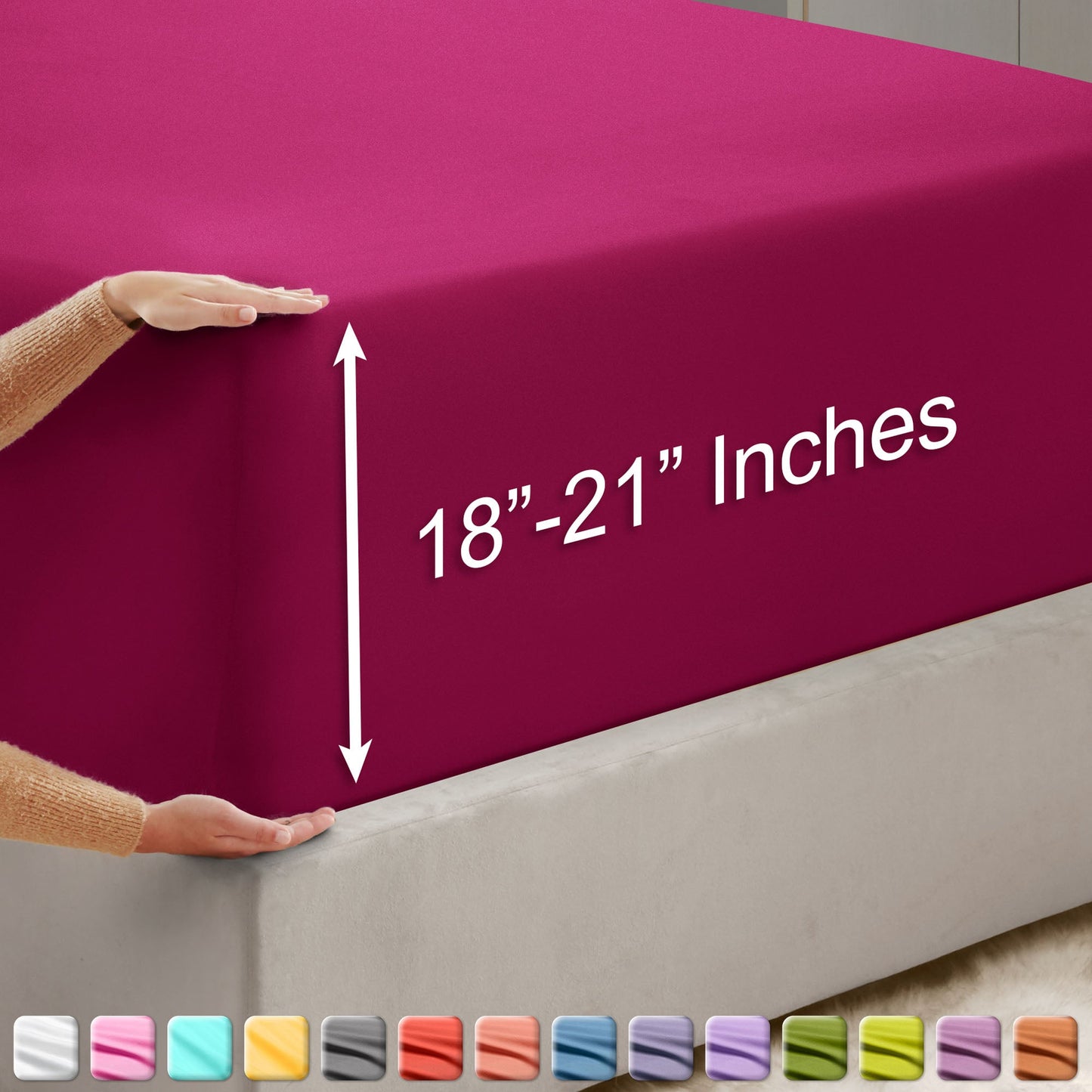 nestl Twin Fitted Sheet - Single Fitted Deep Pocket Sheet - Fits Mattress Perfectly - Soft Wrinkle Free Sheet - 1 Fitted Sheet Only