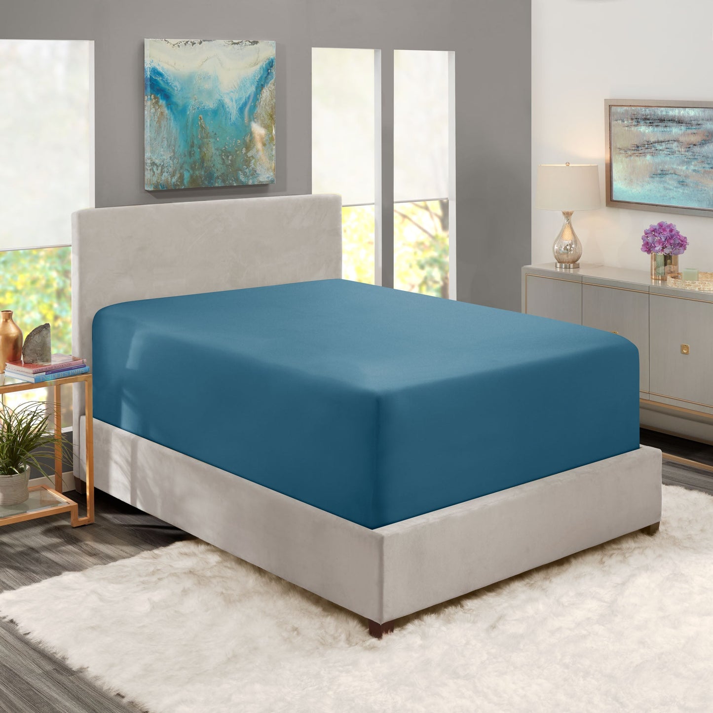 nestl Twin Fitted Sheet - Single Fitted Deep Pocket Sheet - Fits Mattress Perfectly - Soft Wrinkle Free Sheet - 1 Fitted Sheet Only