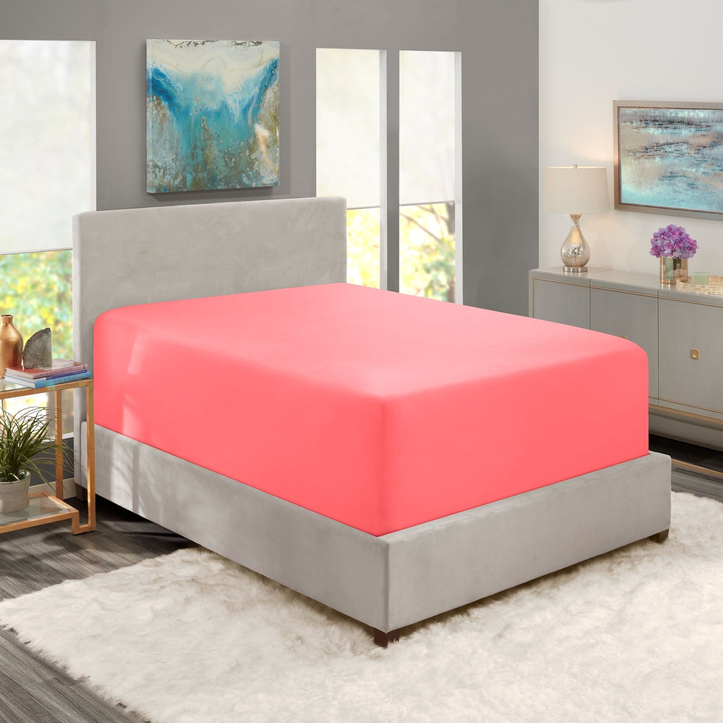 nestl Twin Fitted Sheet - Single Fitted Deep Pocket Sheet - Fits Mattress Perfectly - Soft Wrinkle Free Sheet - 1 Fitted Sheet Only