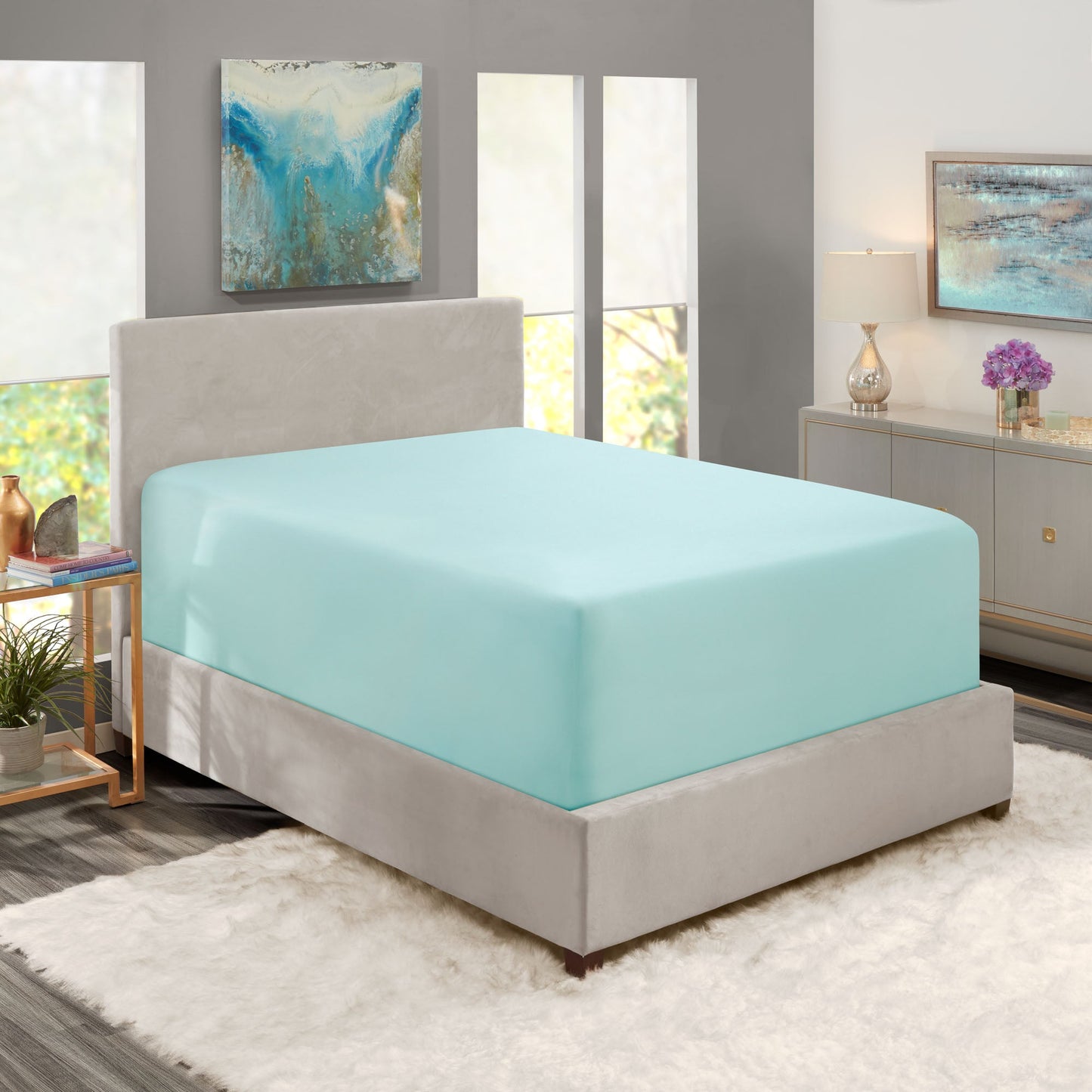 nestl Twin Fitted Sheet - Single Fitted Deep Pocket Sheet - Fits Mattress Perfectly - Soft Wrinkle Free Sheet - 1 Fitted Sheet Only