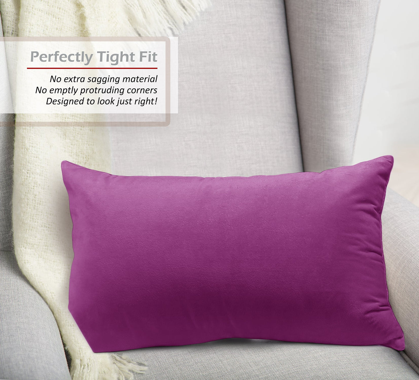 2 Pack 12 x 20 nestl Throw Pillow Covers, Cozy Velvet Decorative Outdoor Pillow