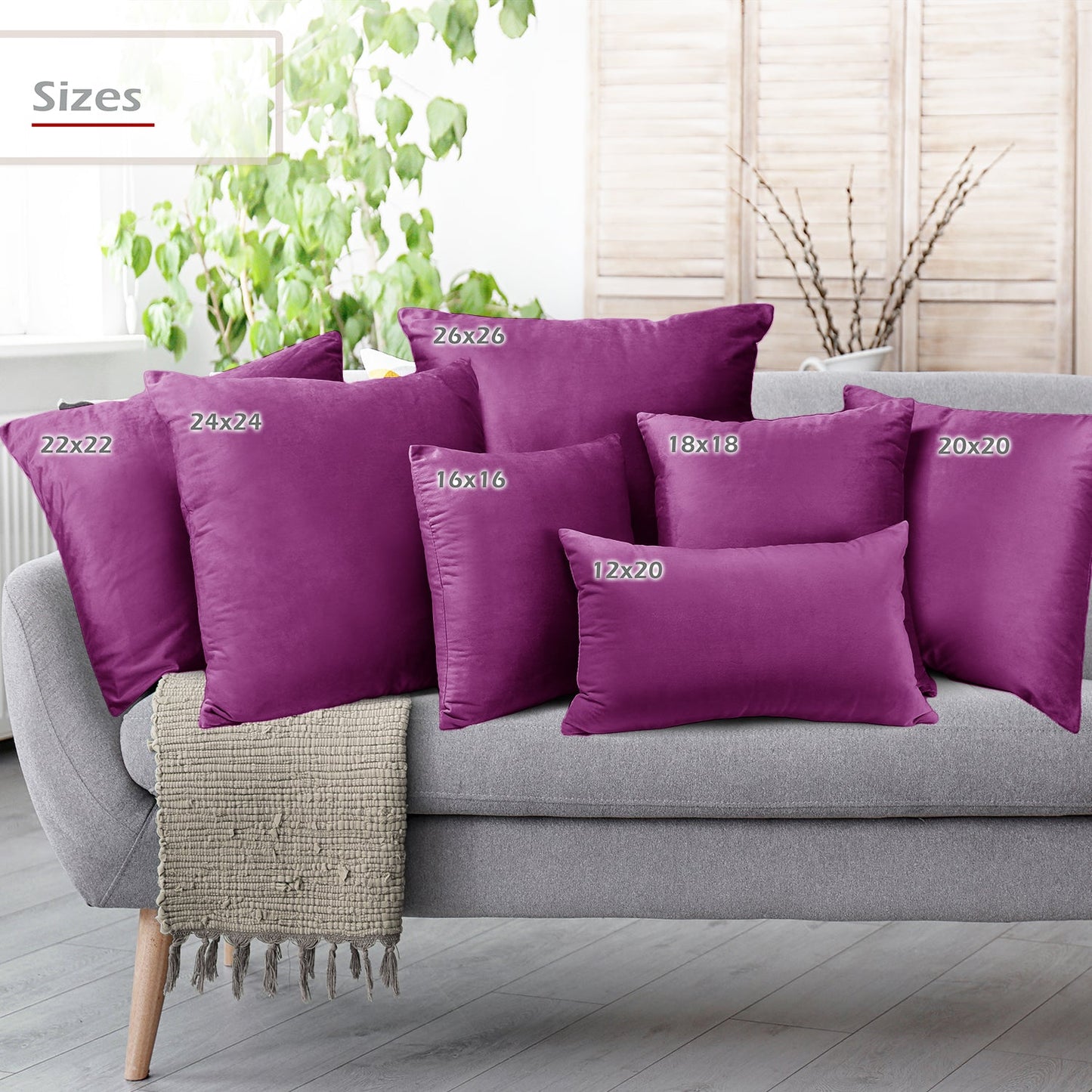 2 Pack 12 x 20 nestl Throw Pillow Covers, Cozy Velvet Decorative Outdoor Pillow