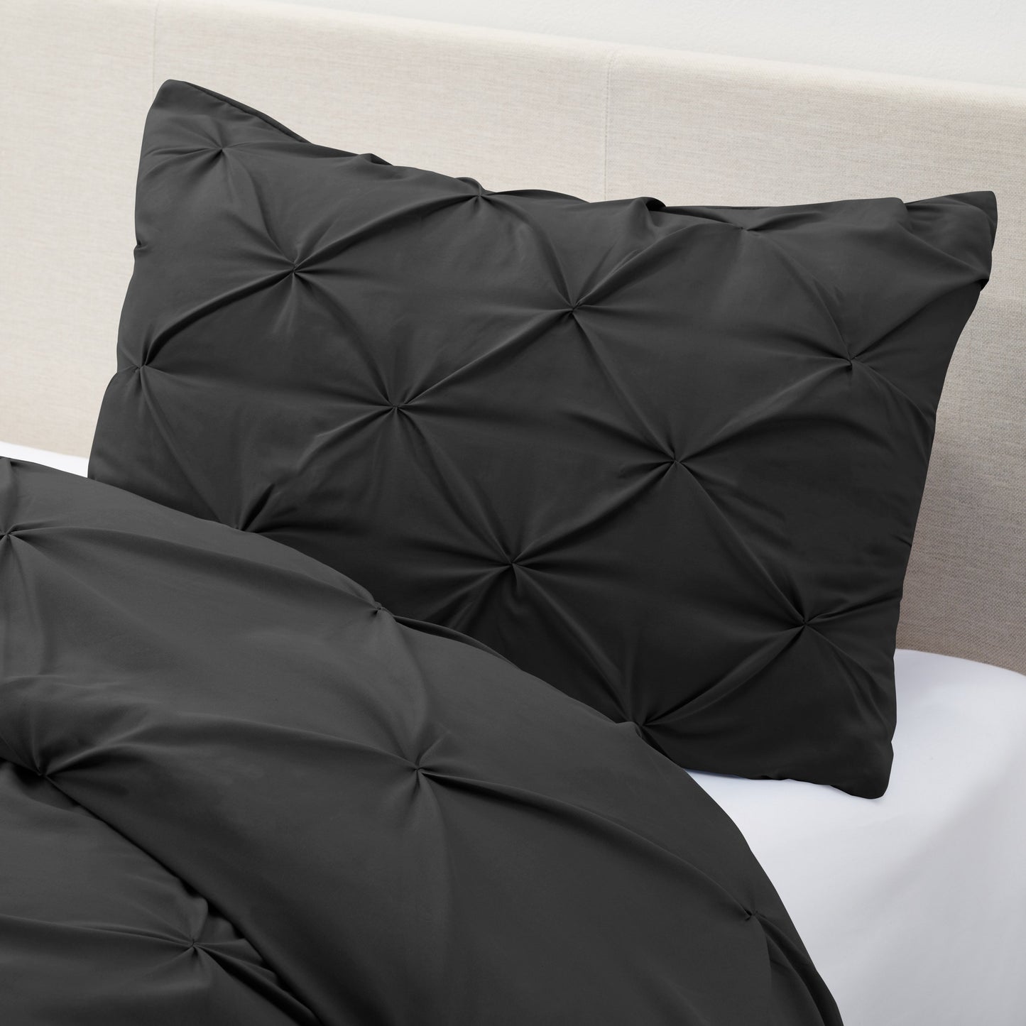 nestl White Pinch Pleat Comforter Set - 2-Piece Down Alternative Comforter Set with 1 Pillow Sham