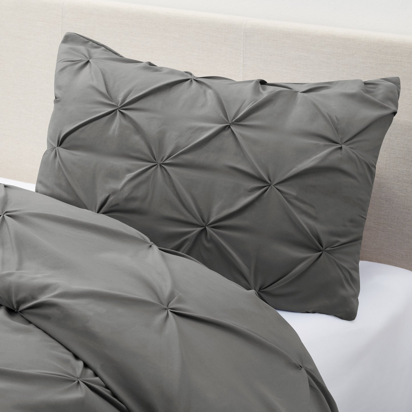 nestl White Pinch Pleat Comforter Set - 2-Piece Down Alternative Comforter Set with 1 Pillow Sham