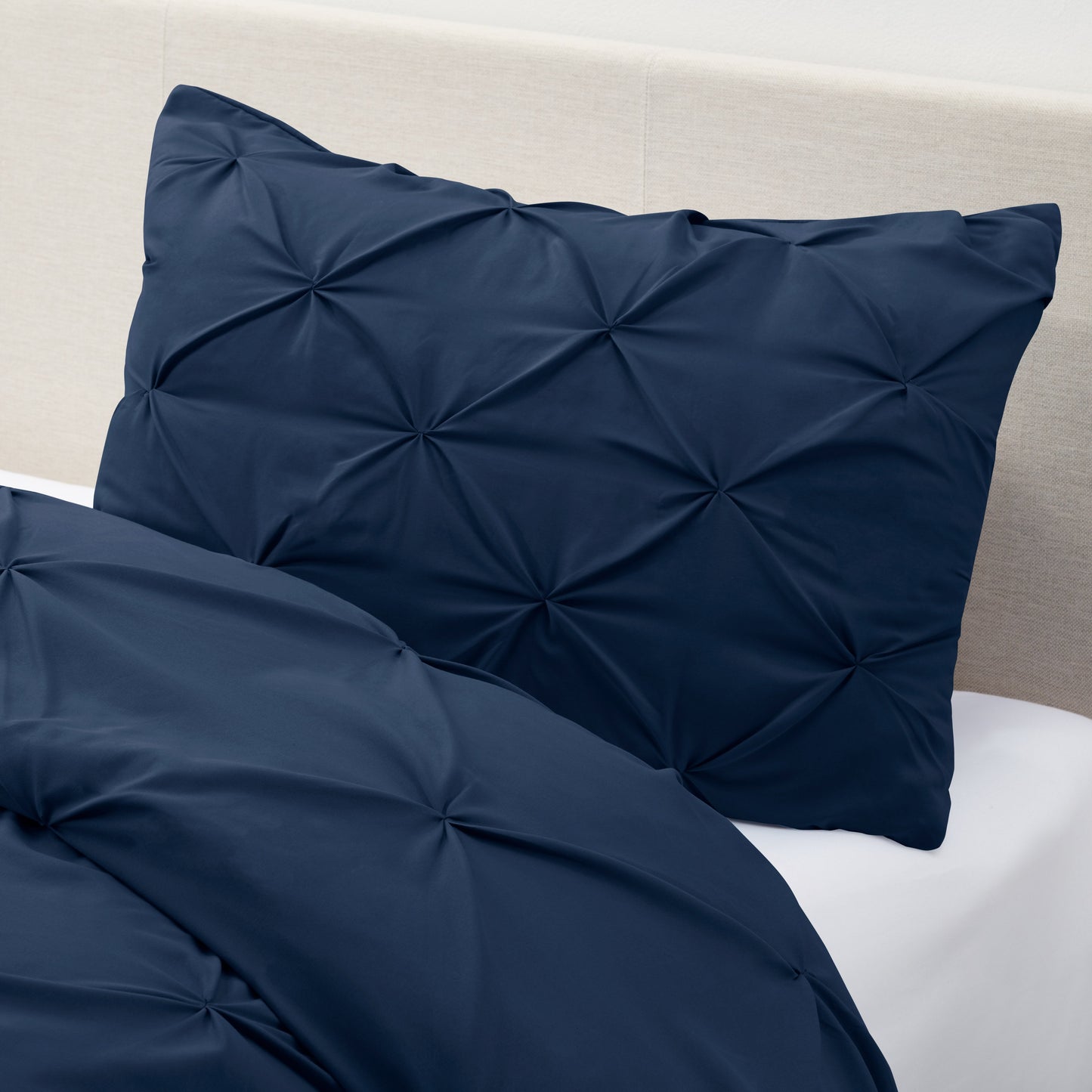 nestl White Pinch Pleat Comforter Set - 2-Piece Down Alternative Comforter Set with 1 Pillow Sham