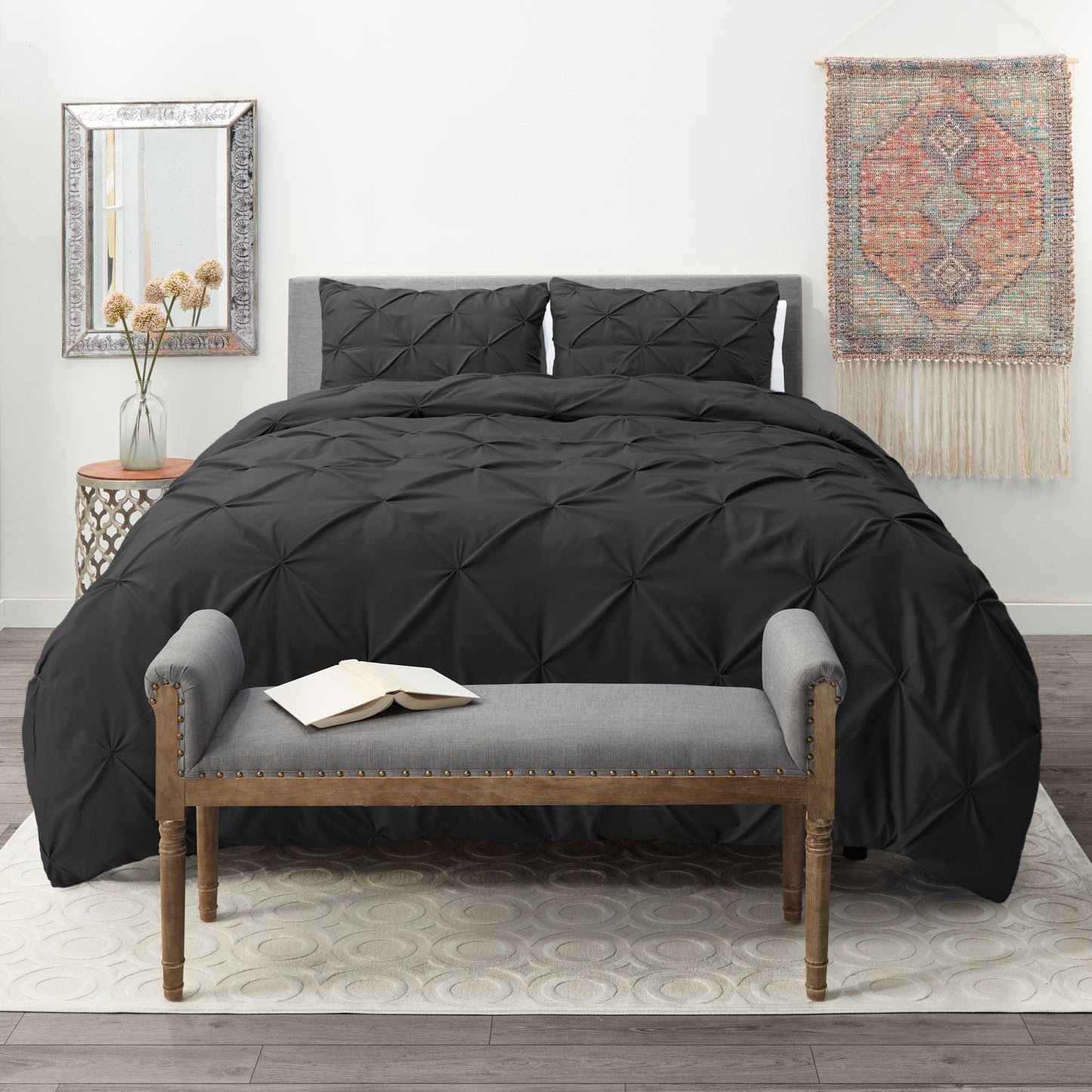 nestl White Pinch Pleat Comforter Set - 2-Piece Down Alternative Comforter Set with 1 Pillow Sham