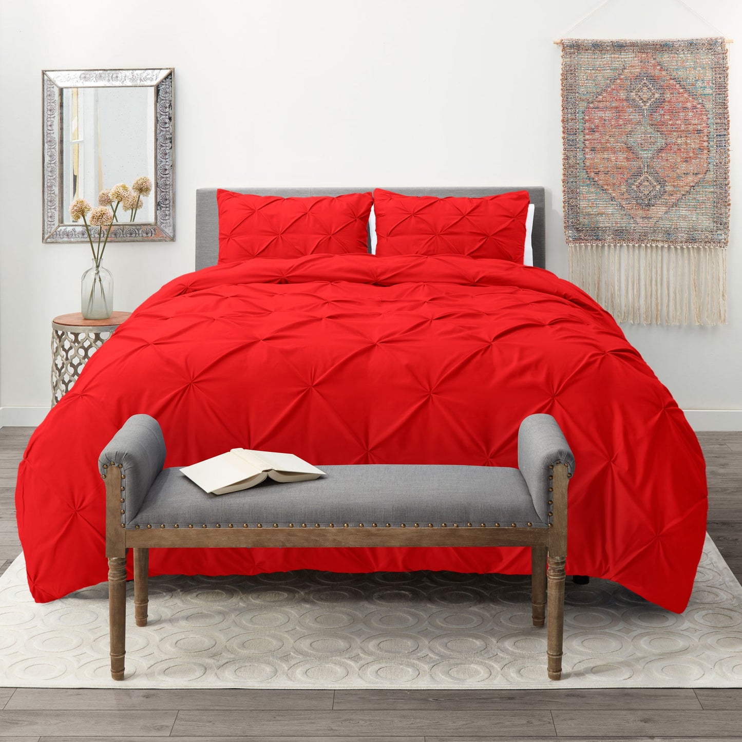 nestl White Pinch Pleat Comforter Set - 2-Piece Down Alternative Comforter Set with 1 Pillow Sham