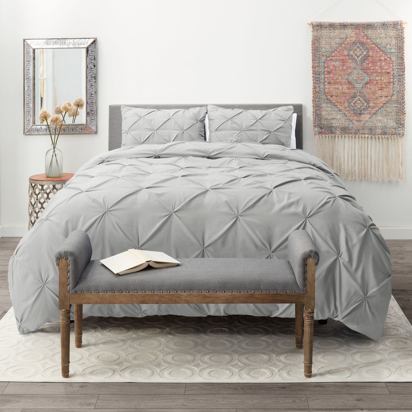 nestl White Pinch Pleat Comforter Set - 2-Piece Down Alternative Comforter Set with 1 Pillow Sham
