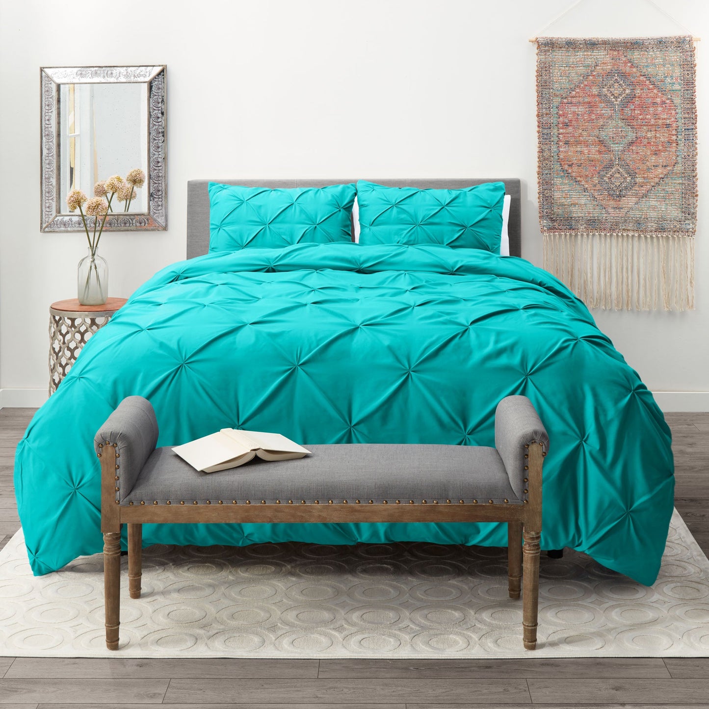 nestl White Pinch Pleat Comforter Set - 2-Piece Down Alternative Comforter Set with 1 Pillow Sham