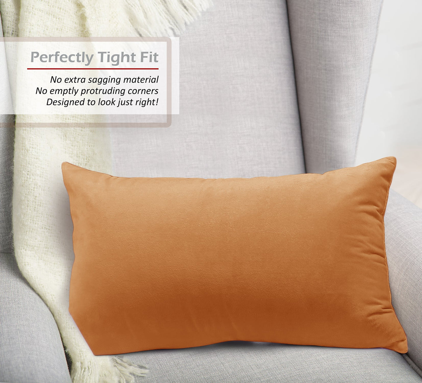 2 Pack 12 x 20 nestl Throw Pillow Covers, Cozy Velvet Decorative Outdoor Pillow