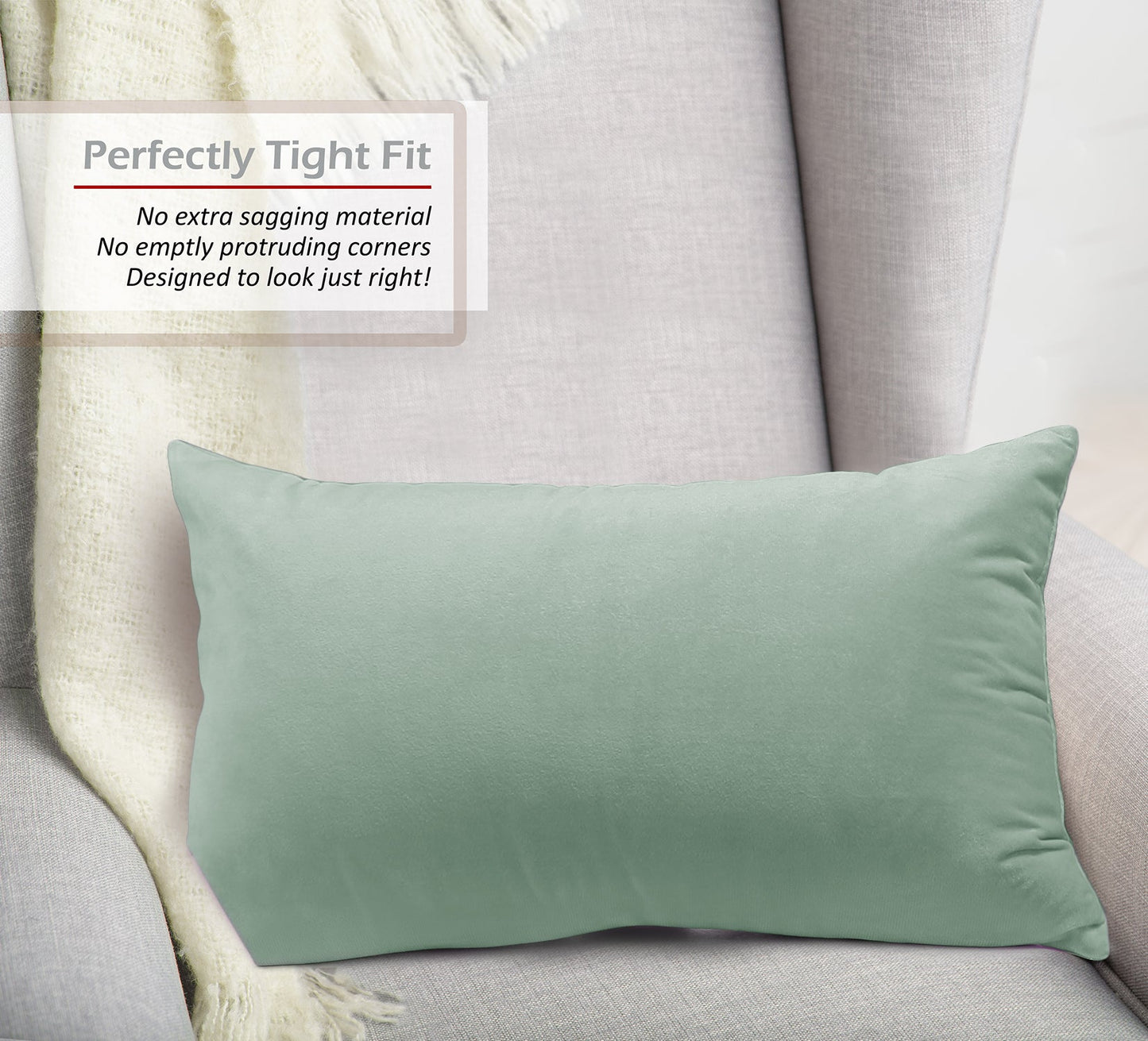 2 Pack 12 x 20 nestl Throw Pillow Covers, Cozy Velvet Decorative Outdoor Pillow