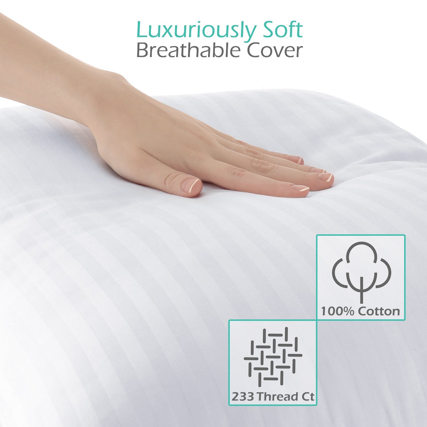 nestl Bed Pillows for Sleeping | Down Alternative Sleep Pillows | 100% Cotton Pillow Covers with Poly Fiber Filling | Soft Pillow for Sleeping