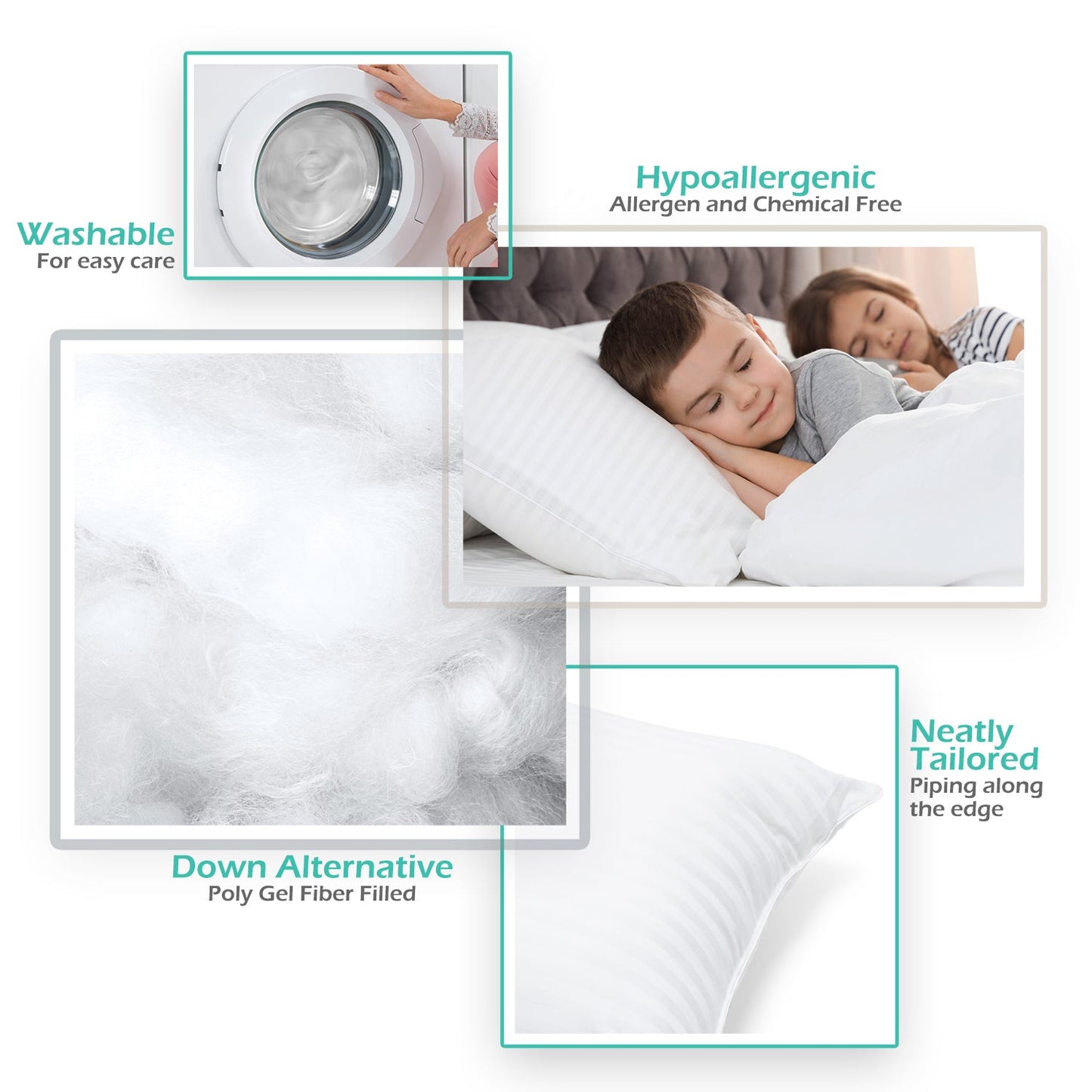 nestl Bed Pillows for Sleeping | Down Alternative Sleep Pillows | 100% Cotton Pillow Covers with Poly Fiber Filling | Soft Pillow for Sleeping