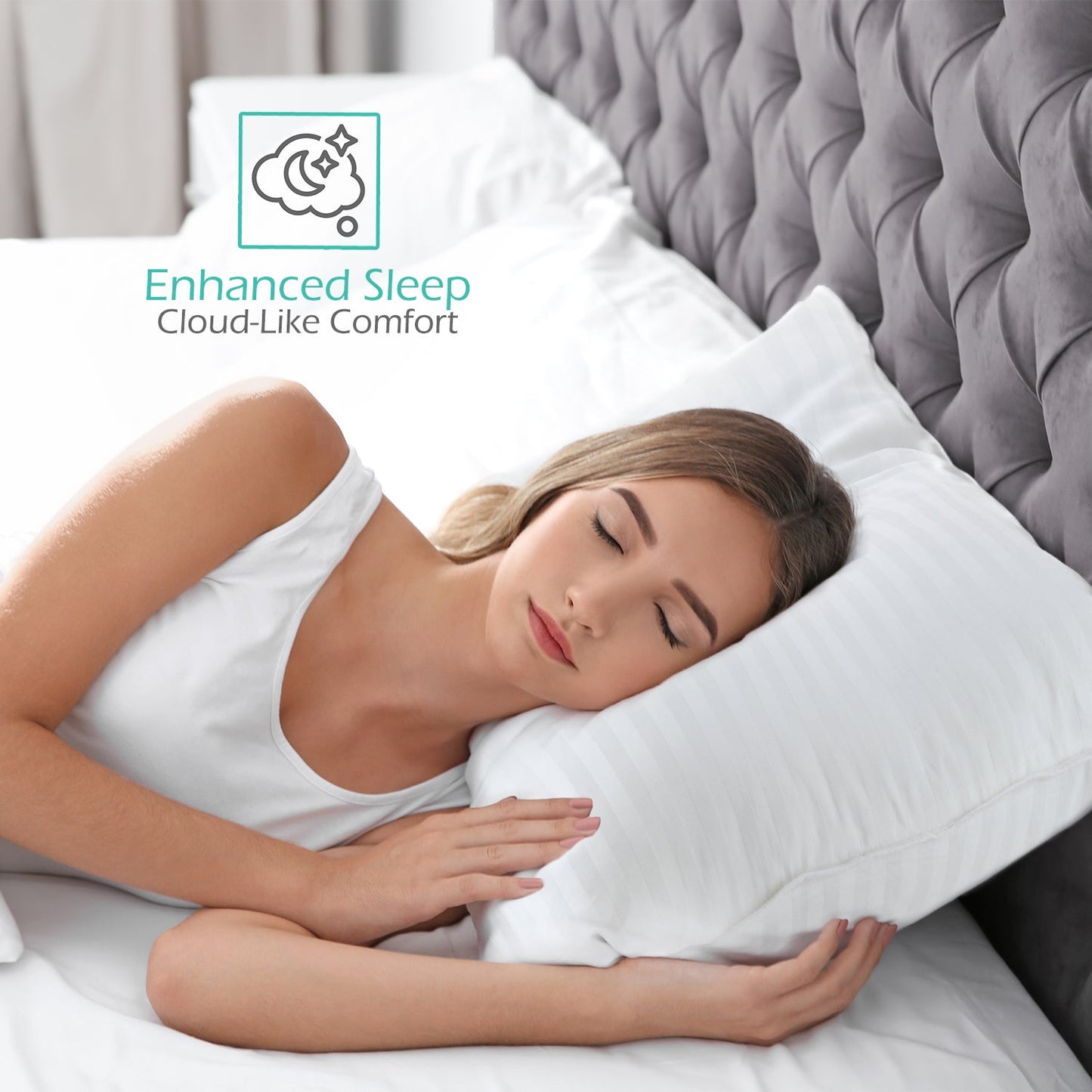 nestl Bed Pillows for Sleeping | Down Alternative Sleep Pillows | 100% Cotton Pillow Covers with Poly Fiber Filling | Soft Pillow for Sleeping