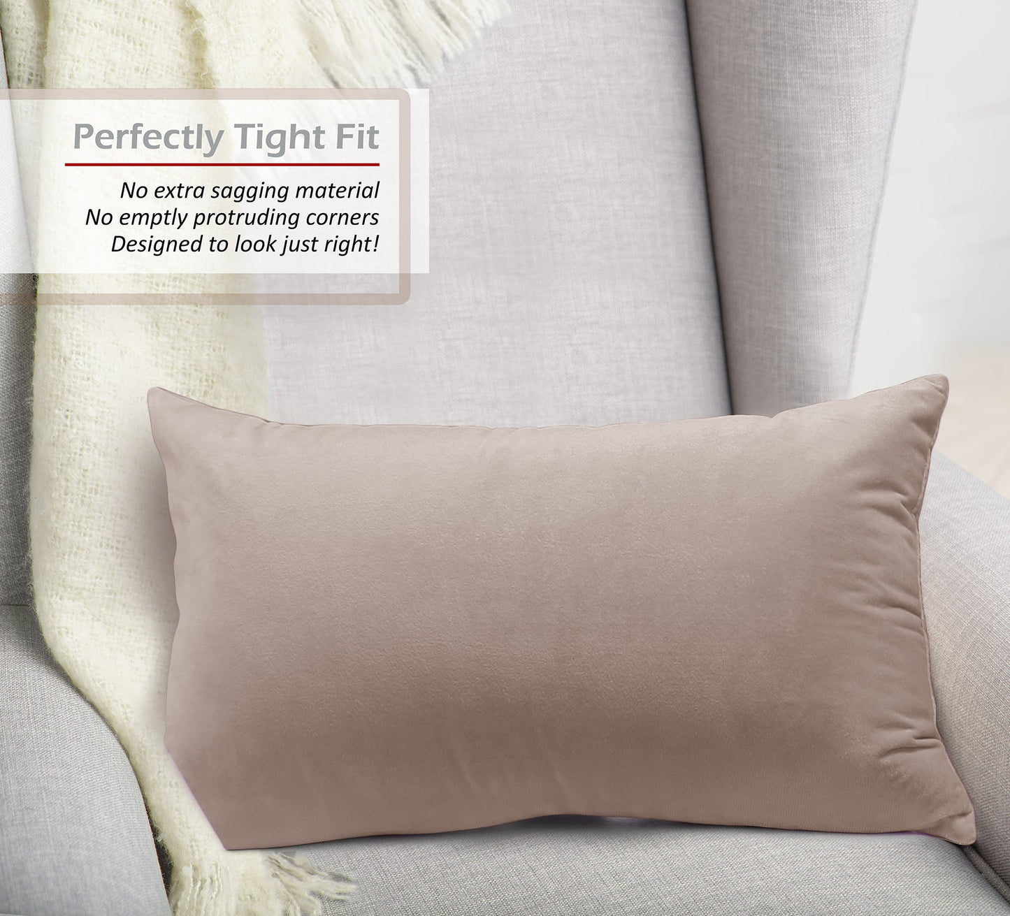 2 Pack 12 x 20 nestl Throw Pillow Covers, Cozy Velvet Decorative Outdoor Pillow